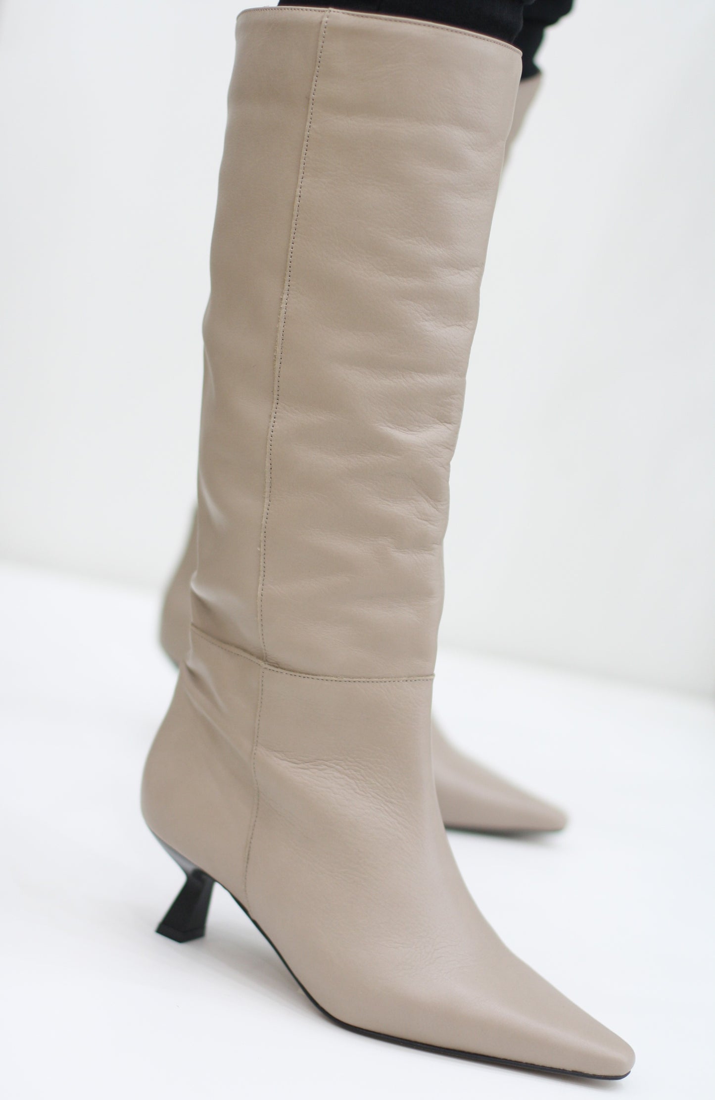 ANGEL ALARCON UMAY TAUPE LEATHER KNEE HIGH BOOT