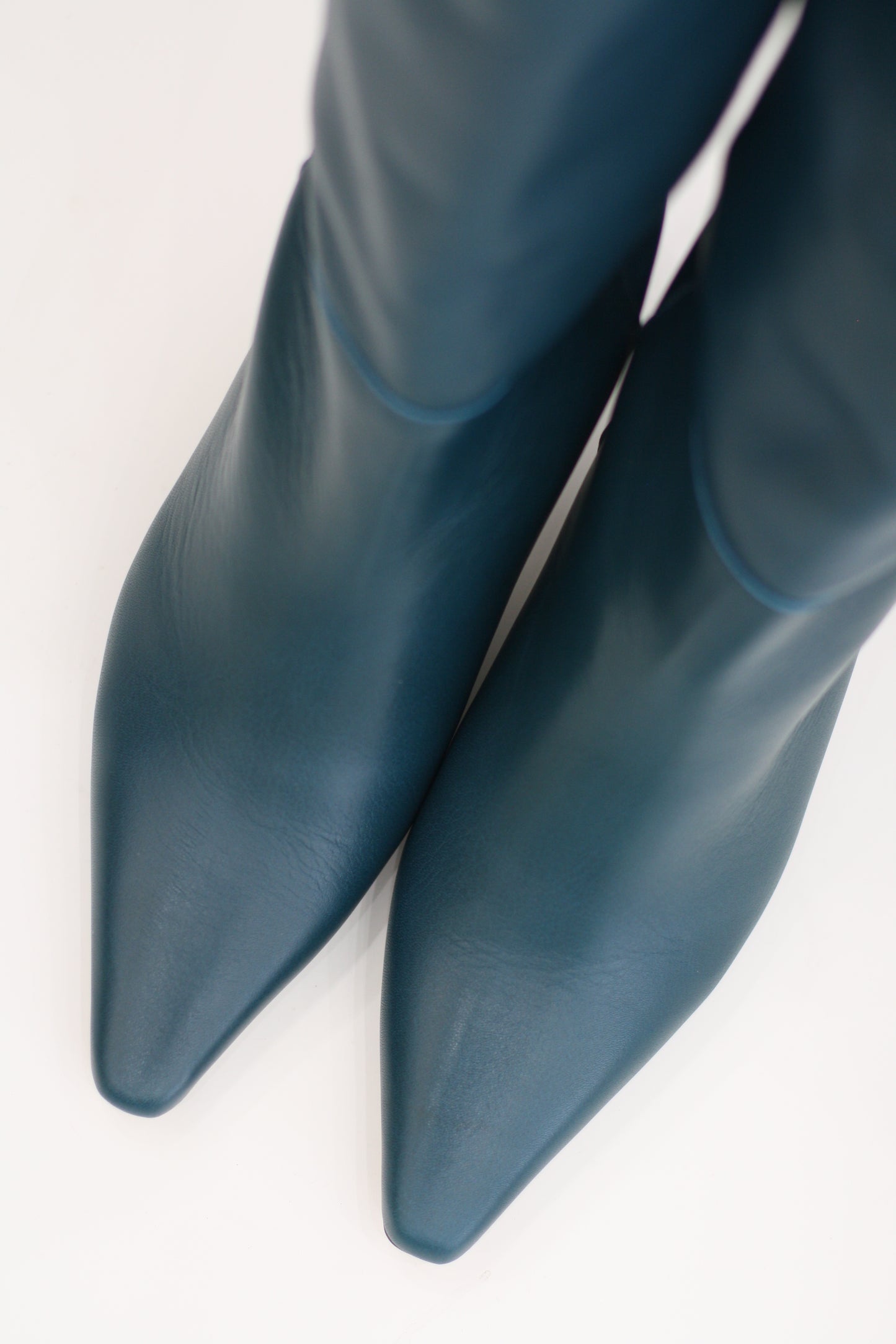 ANGEL ALARCON UMAY PETROL BLUE LEATHER KNEE HIGH BOOT