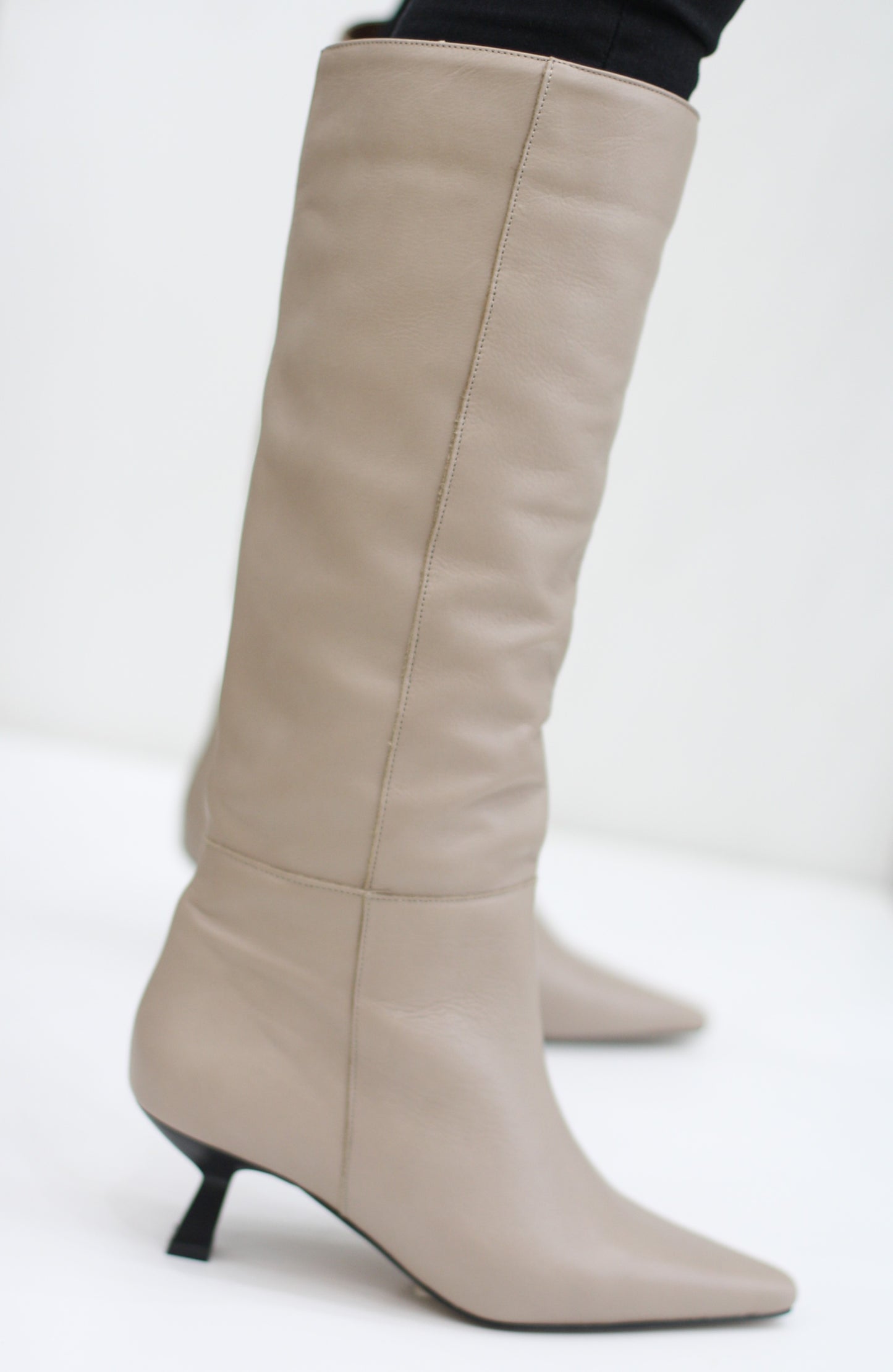 ANGEL ALARCON UMAY TAUPE LEATHER KNEE HIGH BOOT