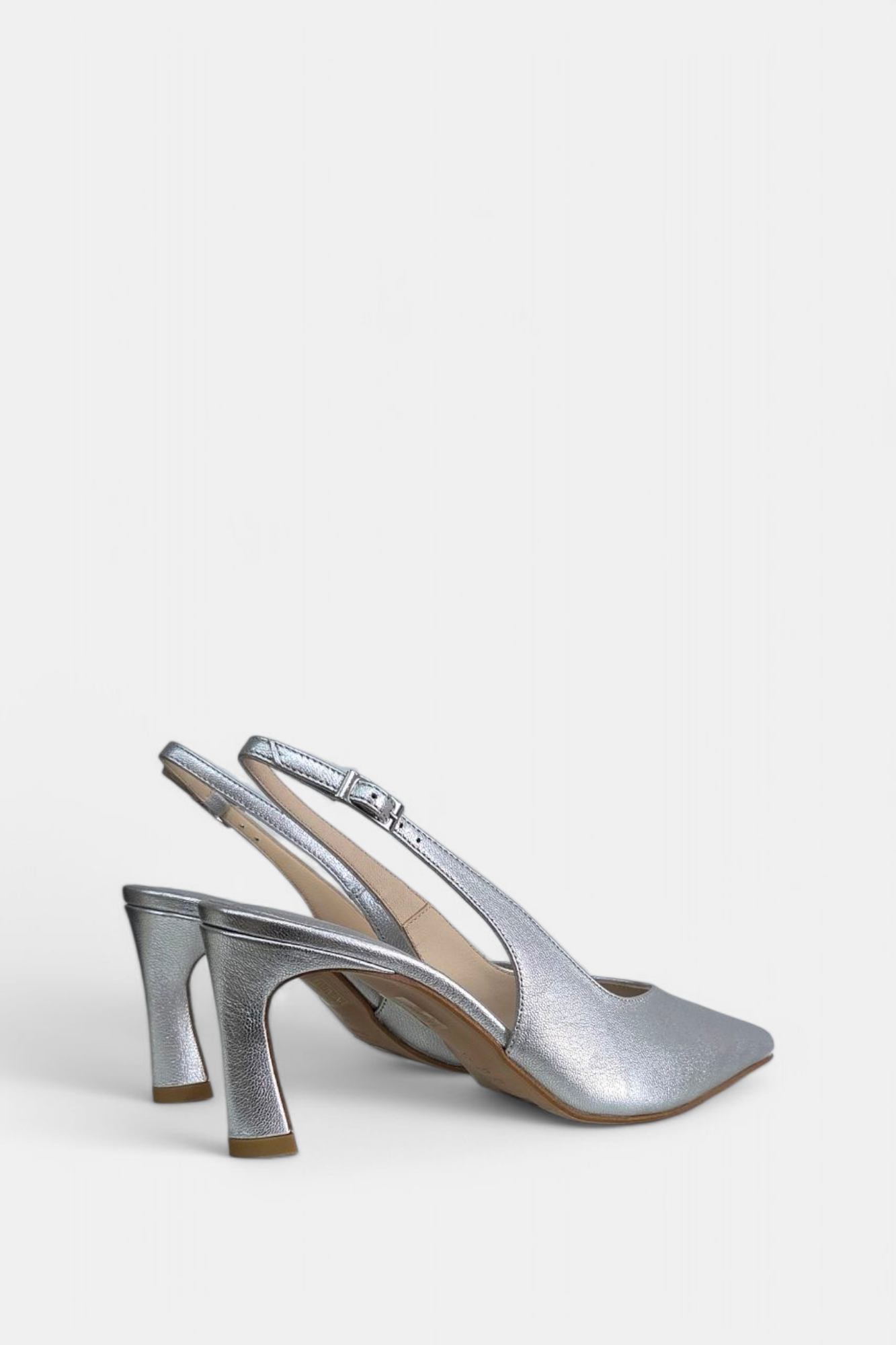 ANGEL ALARCON LAURETTE SILVER LEATHER HEEL