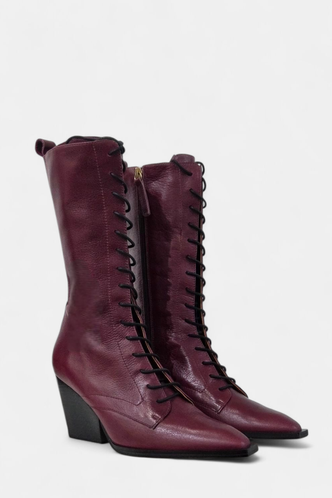 ANGEL ALARCON LORRAINE BURGUNDY LEATHER MID CALF BOOT