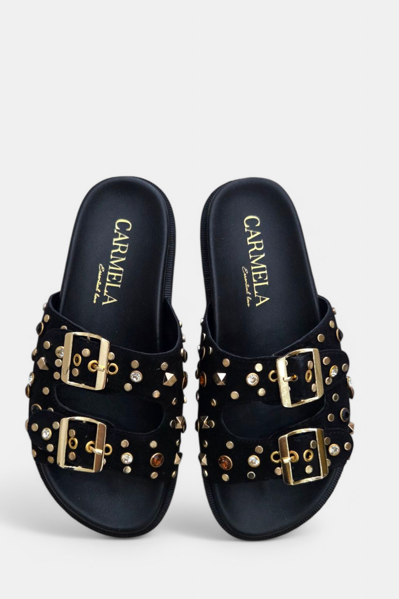 CARMELA 162401 BLACK SUEDE SLIDER SANDAL