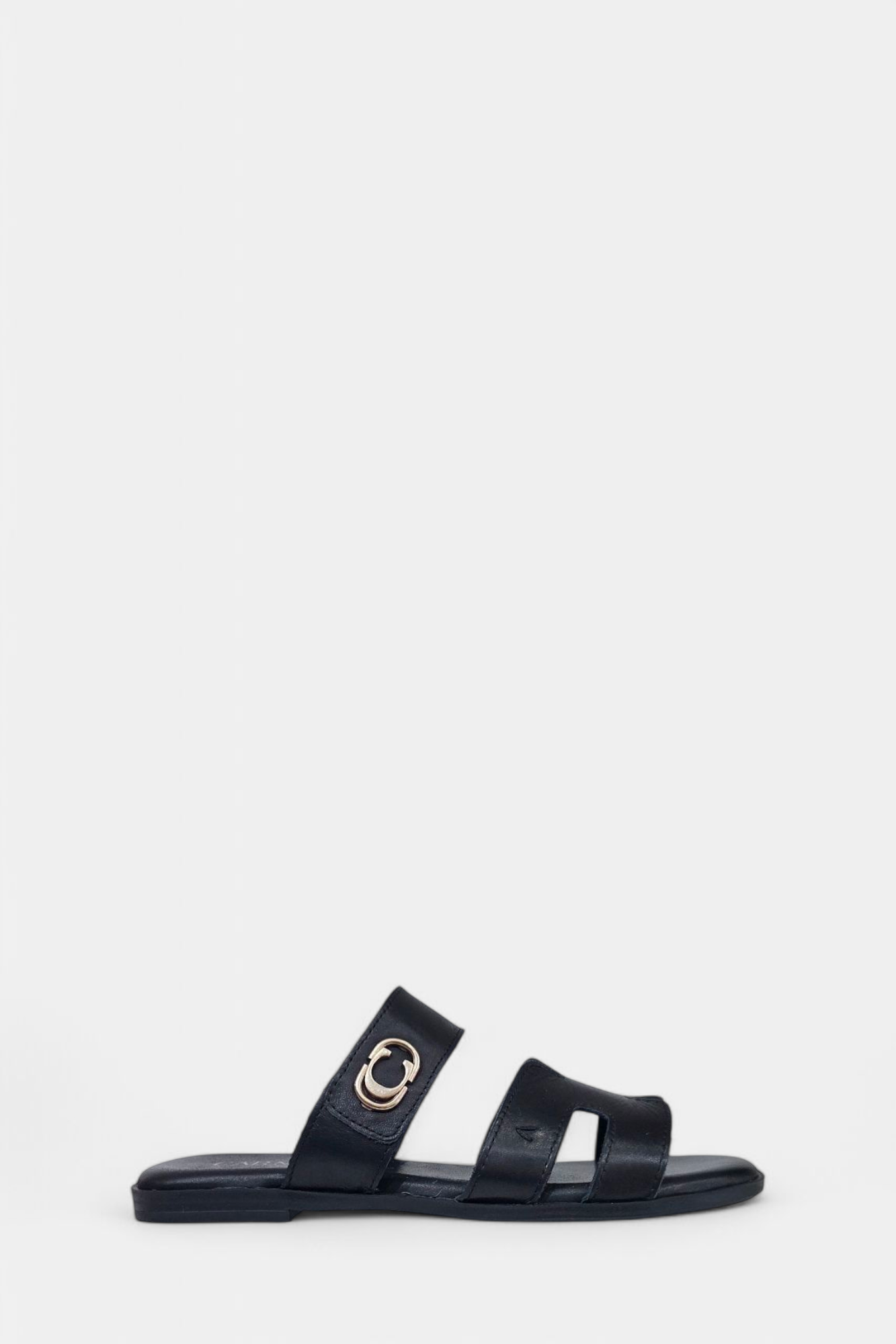 CARMELA 162309 BLACK LEATHER SLIDER SANDAL