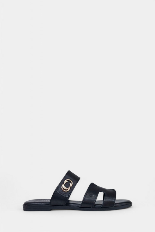 CARMELA 162309 BLACK LEATHER SLIDER SANDAL