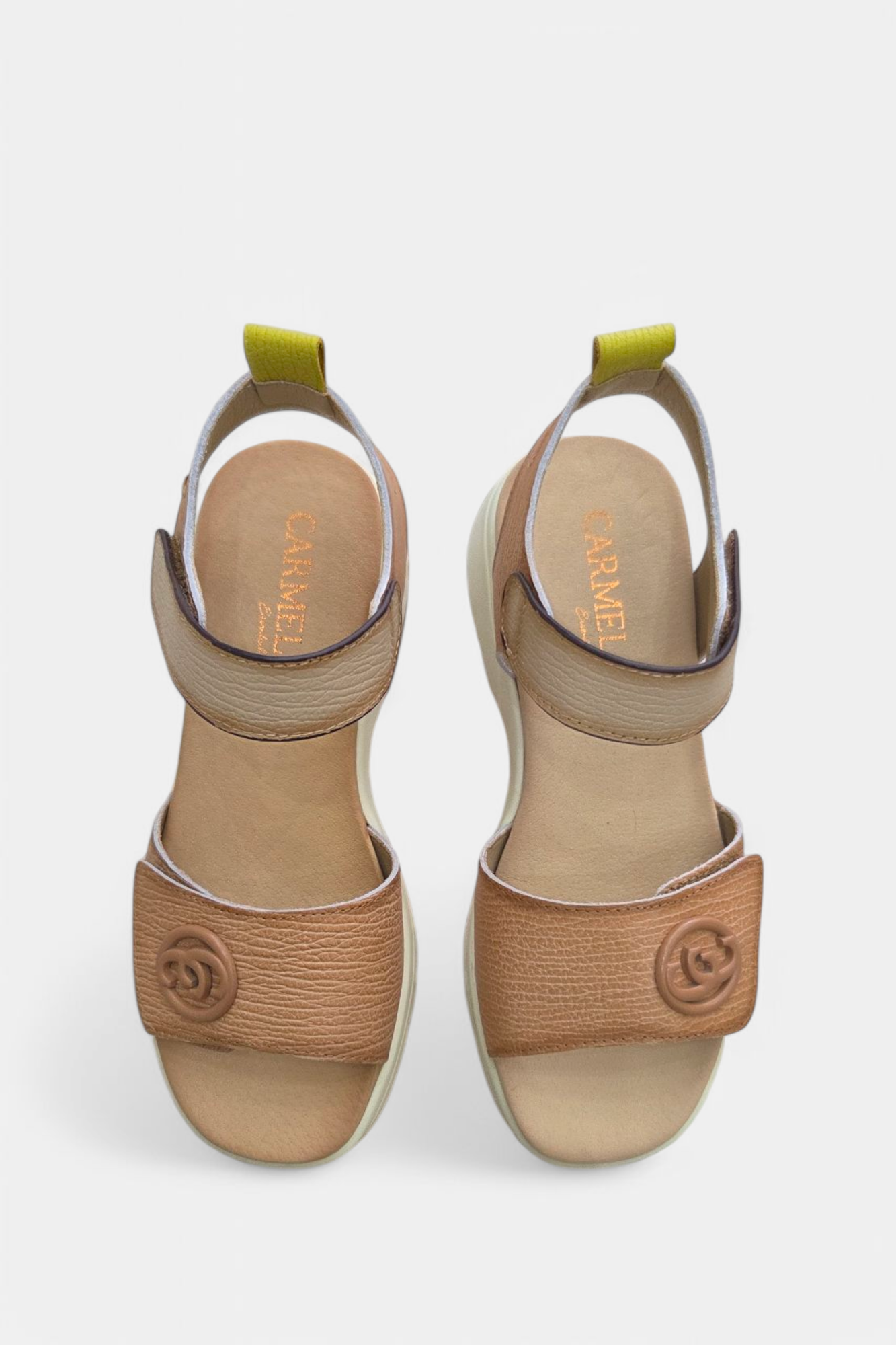 CARMELA 162309 CAMEL LEATHER WEDGE SANDAL