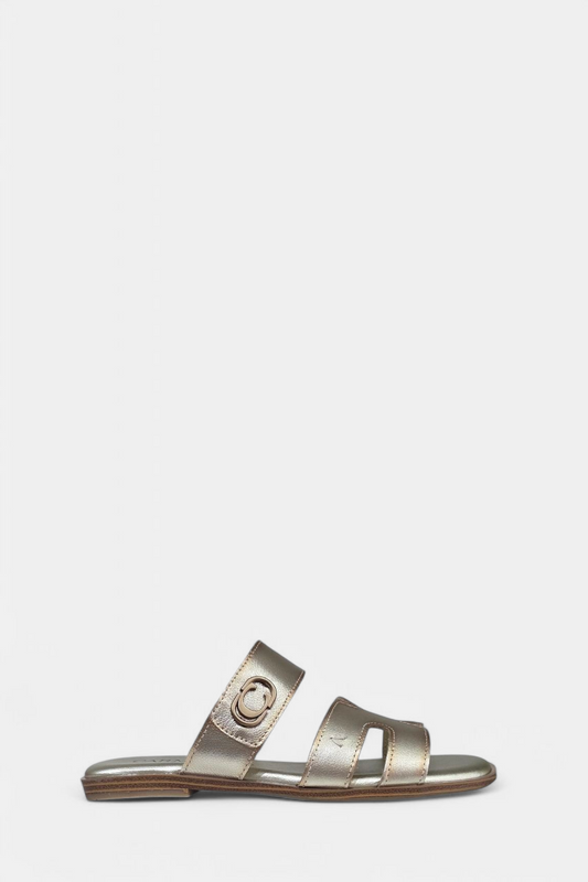CARMELA 162364 GOLD LEATHER SLIDER SANDAL