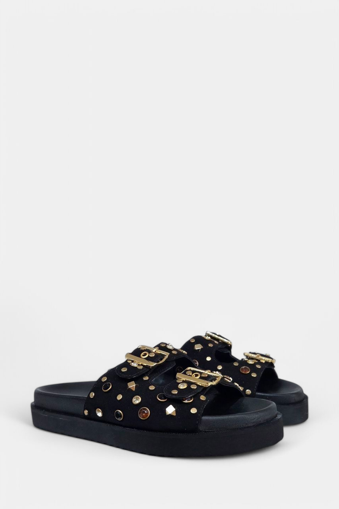 CARMELA 162401 BLACK SUEDE SLIDER SANDAL