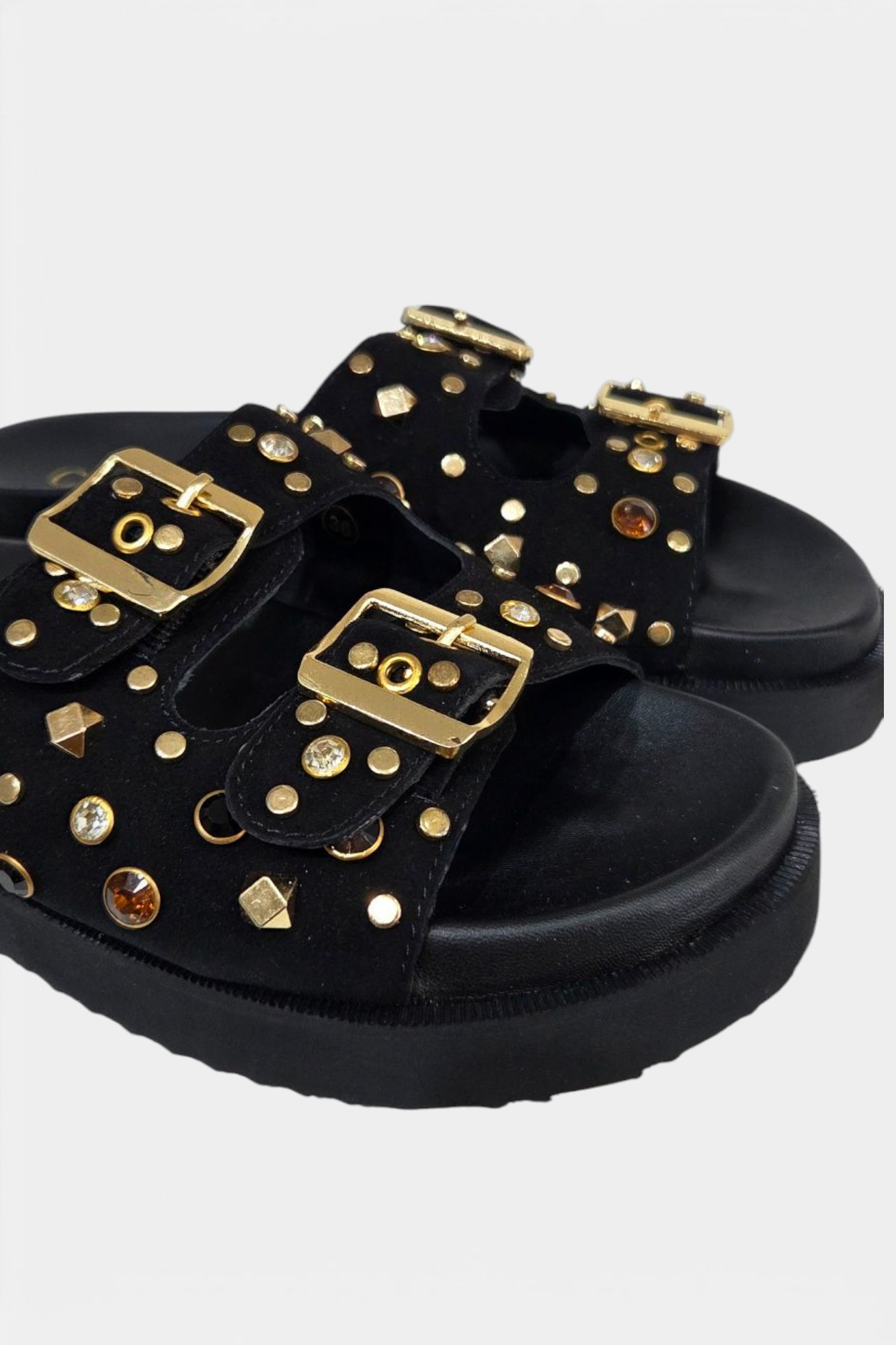 CARMELA 162401 BLACK SUEDE SLIDER SANDAL