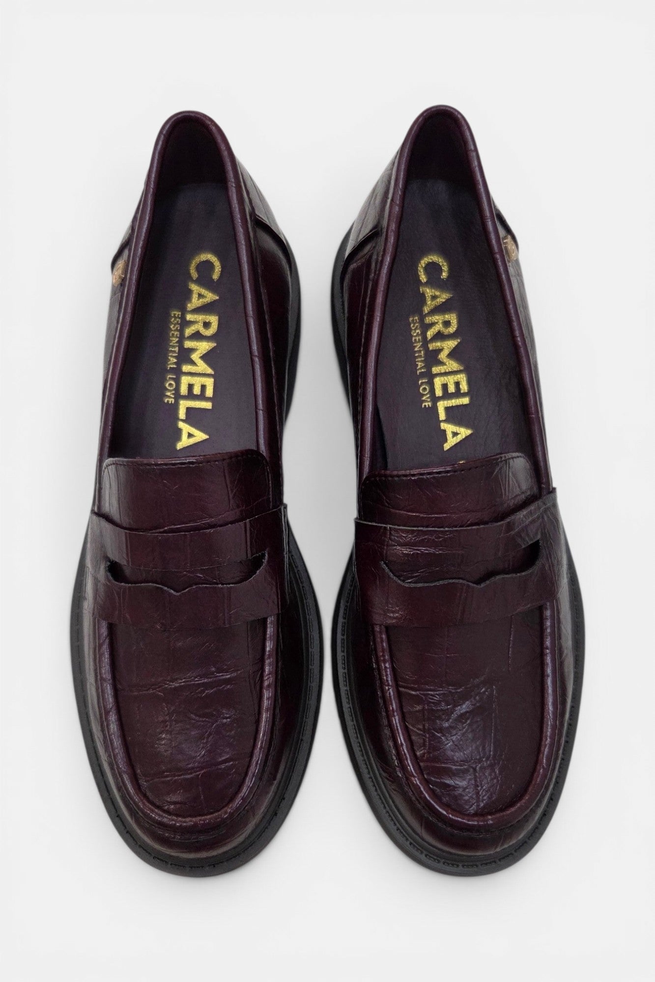 CARMELA 164270 BURGUNDY CROC LEATHER LOAFERS