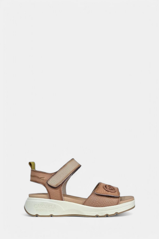 CARMELA 162309 CAMEL LEATHER WEDGE SANDAL