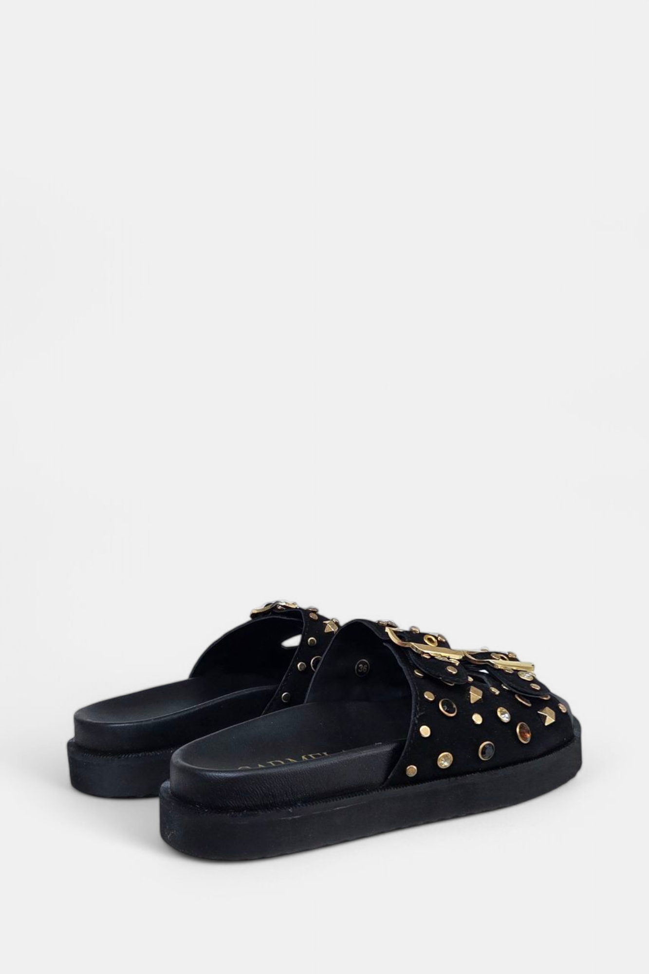 CARMELA 162401 BLACK SUEDE SLIDER SANDAL
