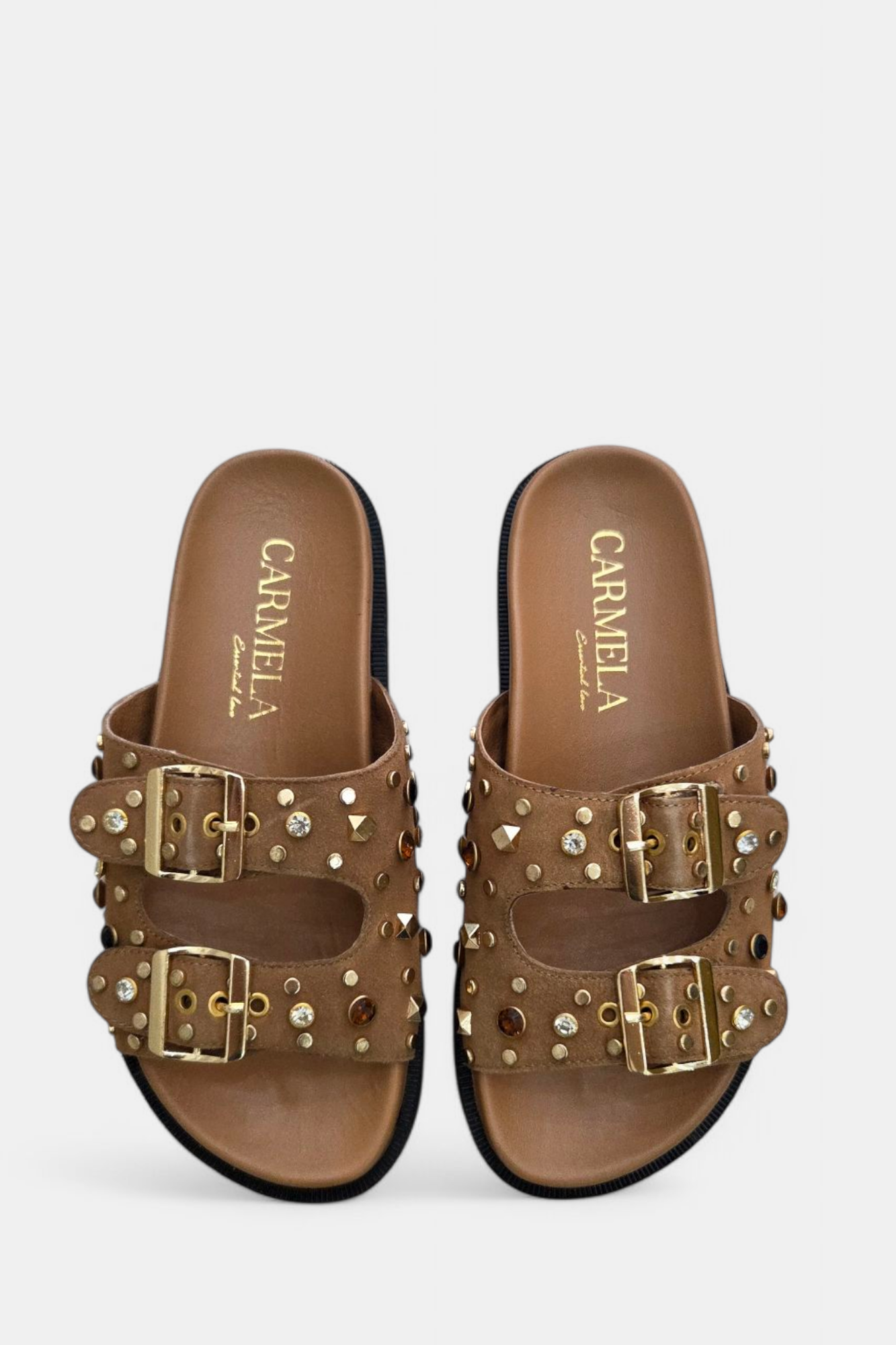 CARMELA 162401 TAN SUEDE SLIDER SANDAL