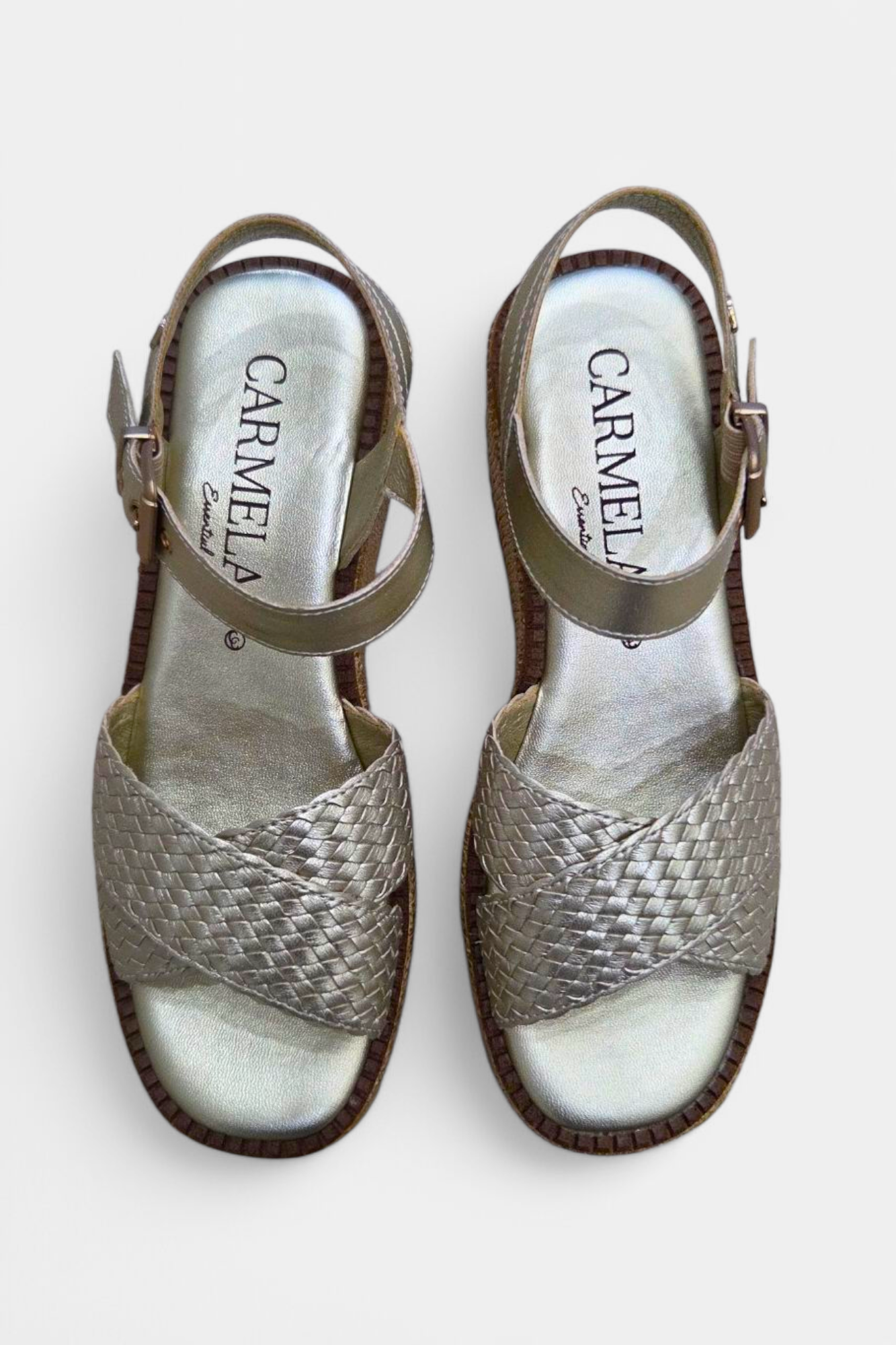 CARMELA 162361 GOLD WOVEN LEATHER WEDGE