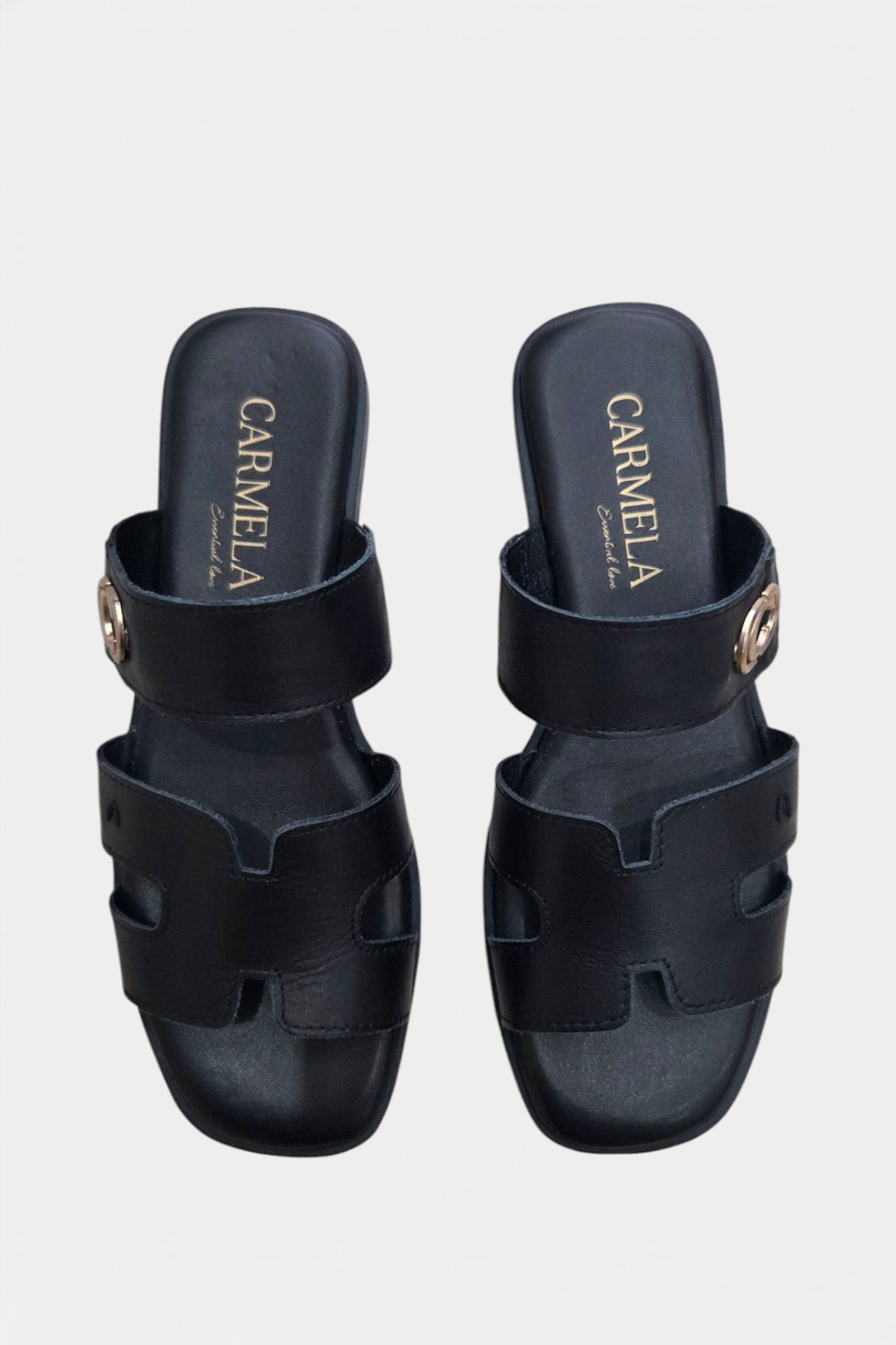CARMELA 162309 BLACK LEATHER SLIDER SANDAL