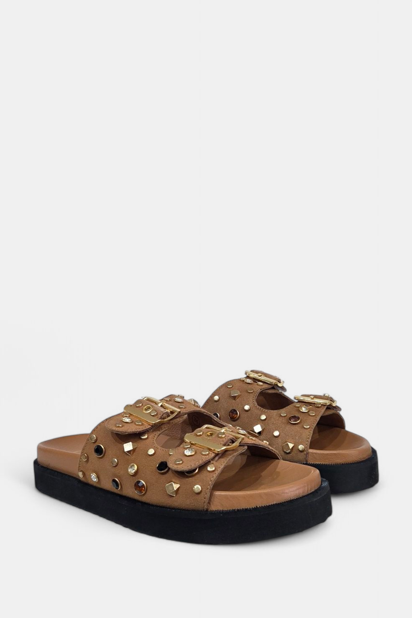 CARMELA 162401 TAN SUEDE SLIDER SANDAL