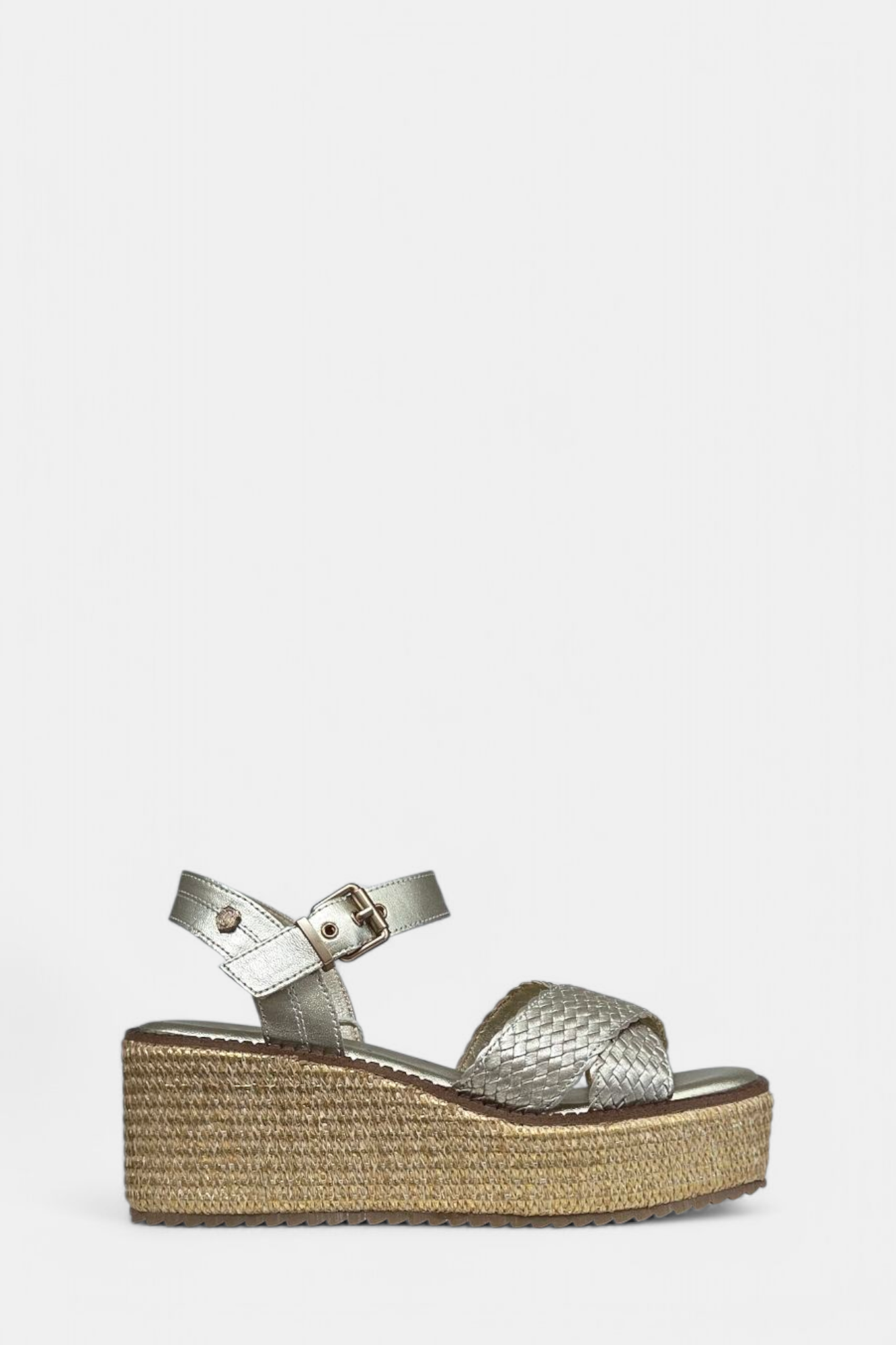 CARMELA 162361 GOLD WOVEN LEATHER WEDGE