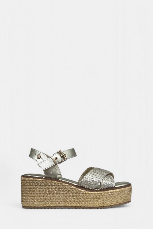 CARMELA 162361 GOLD WOVEN LEATHER WEDGE
