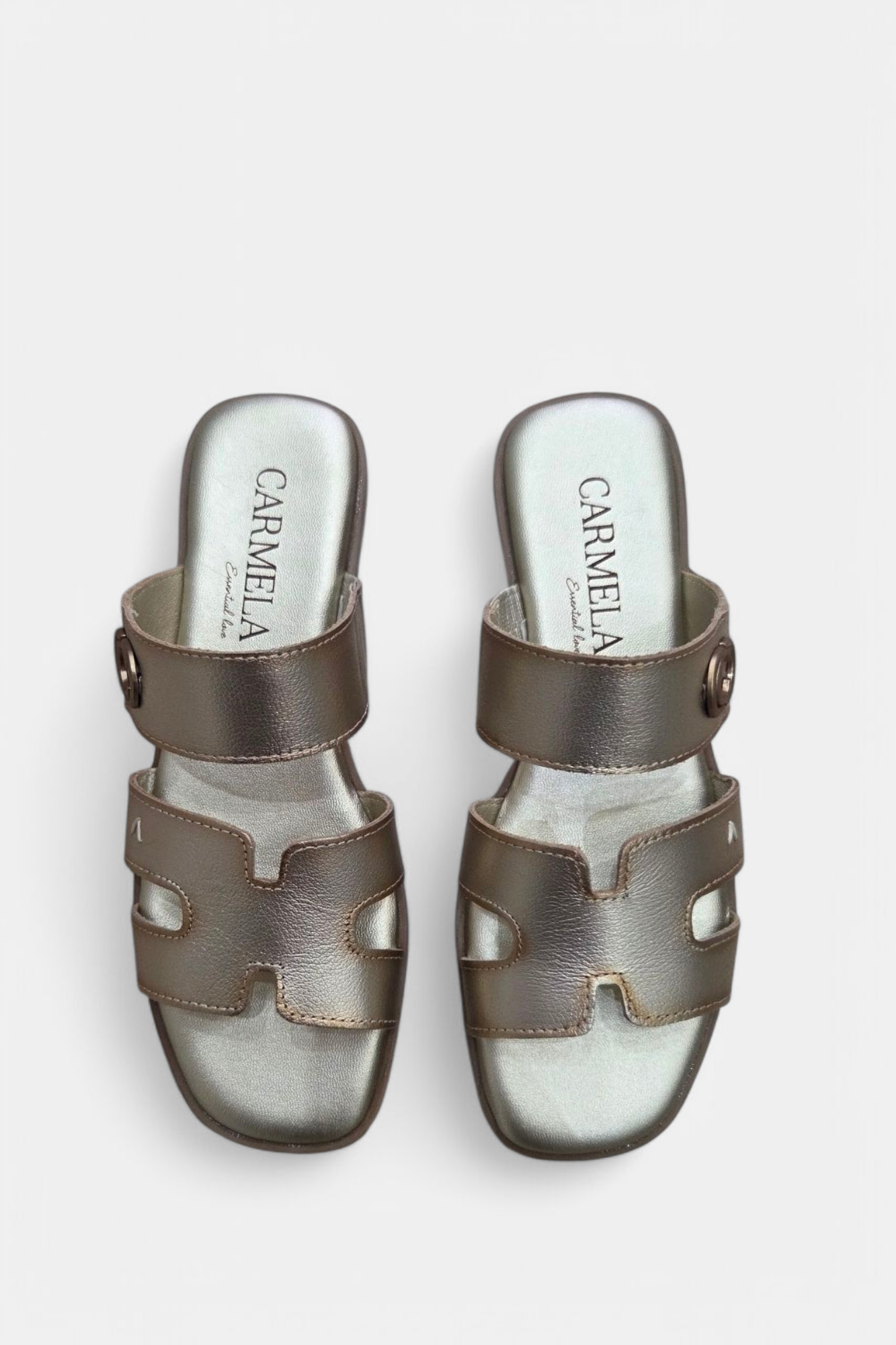 CARMELA 162364 GOLD LEATHER SLIDER SANDAL