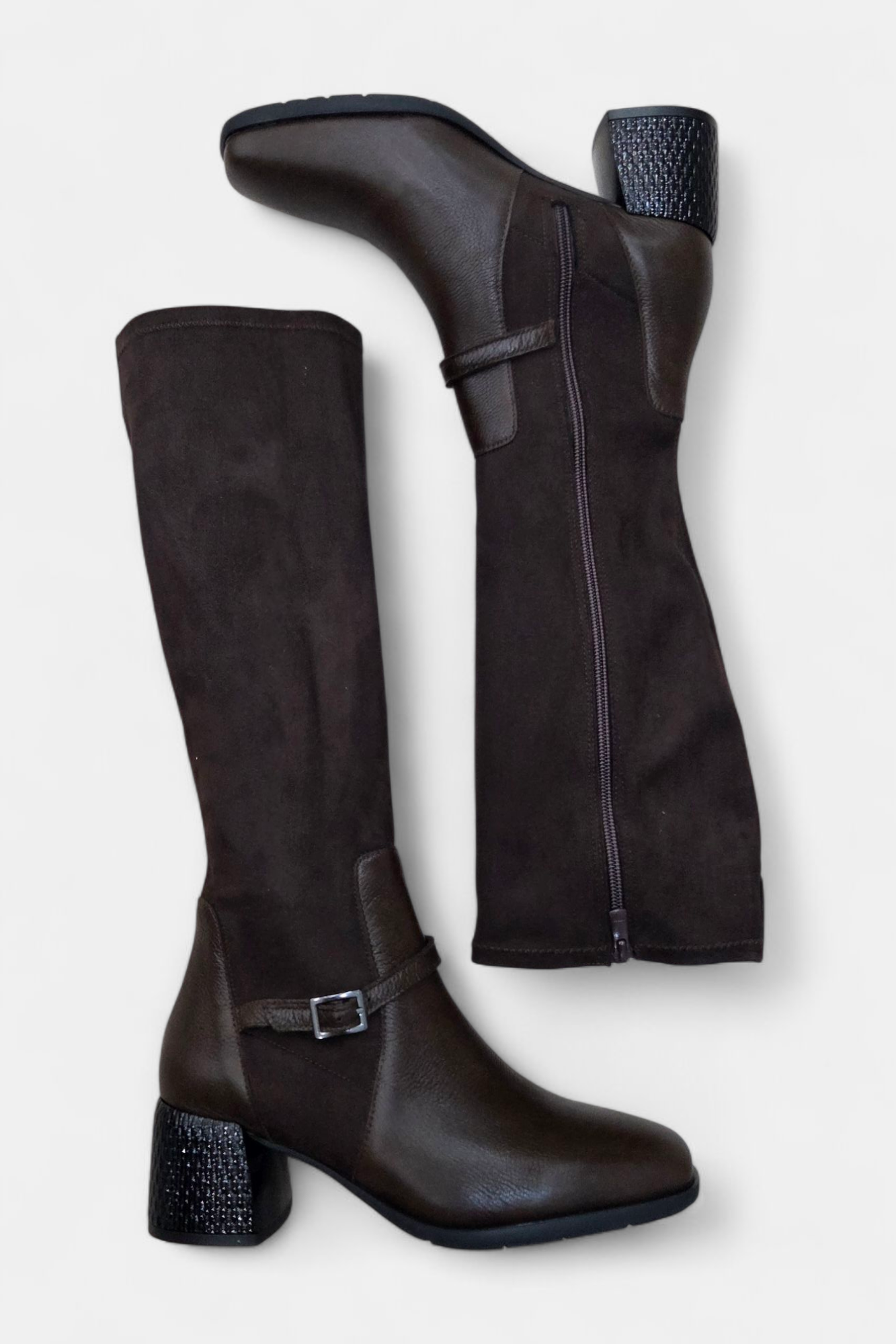 D'CHICAS BROWN LEATHER KNEE HIGH BOOT
