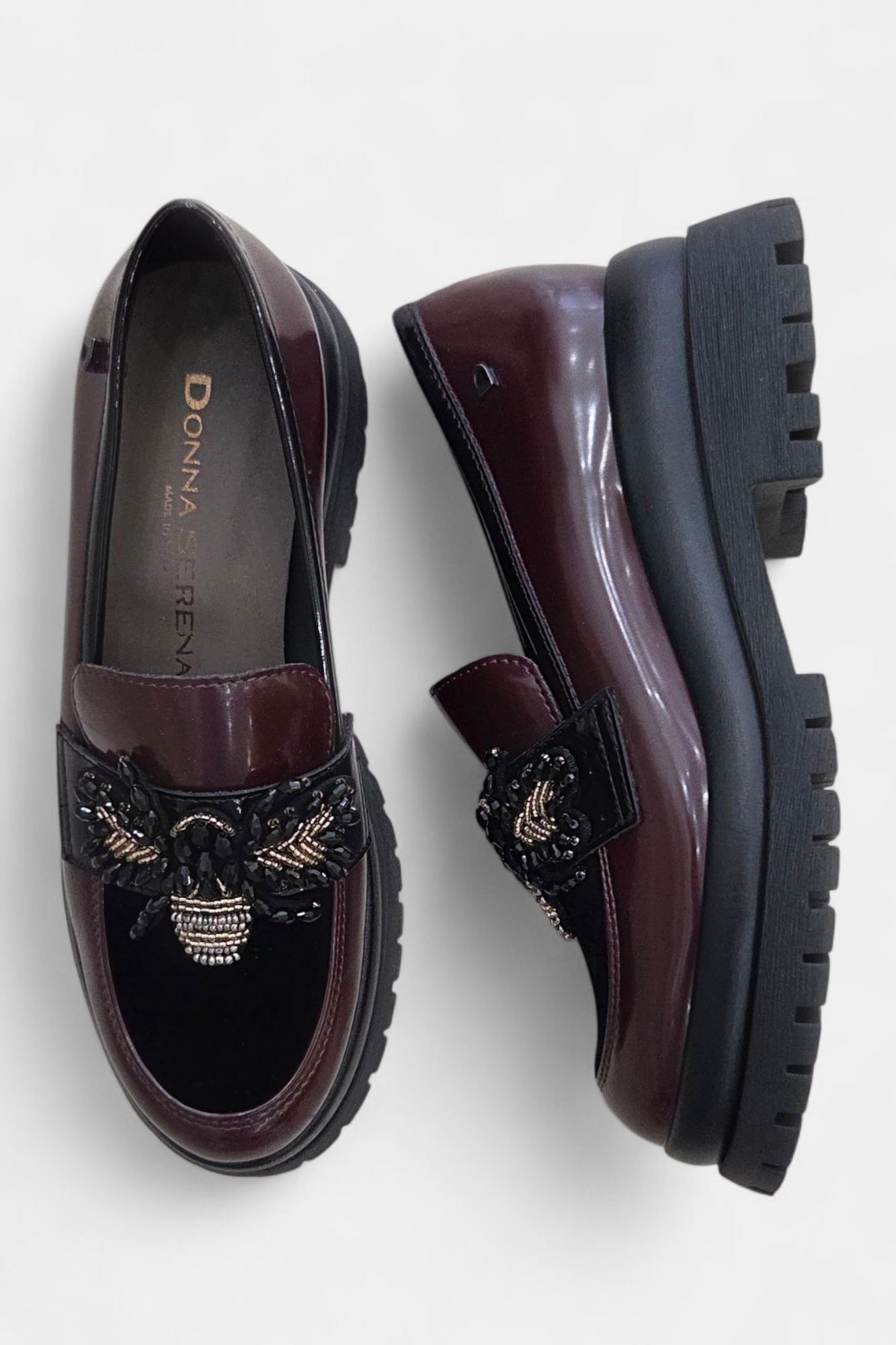 DONNA SERENA BURGUNDY LEATHER CHUNKY LOAFER