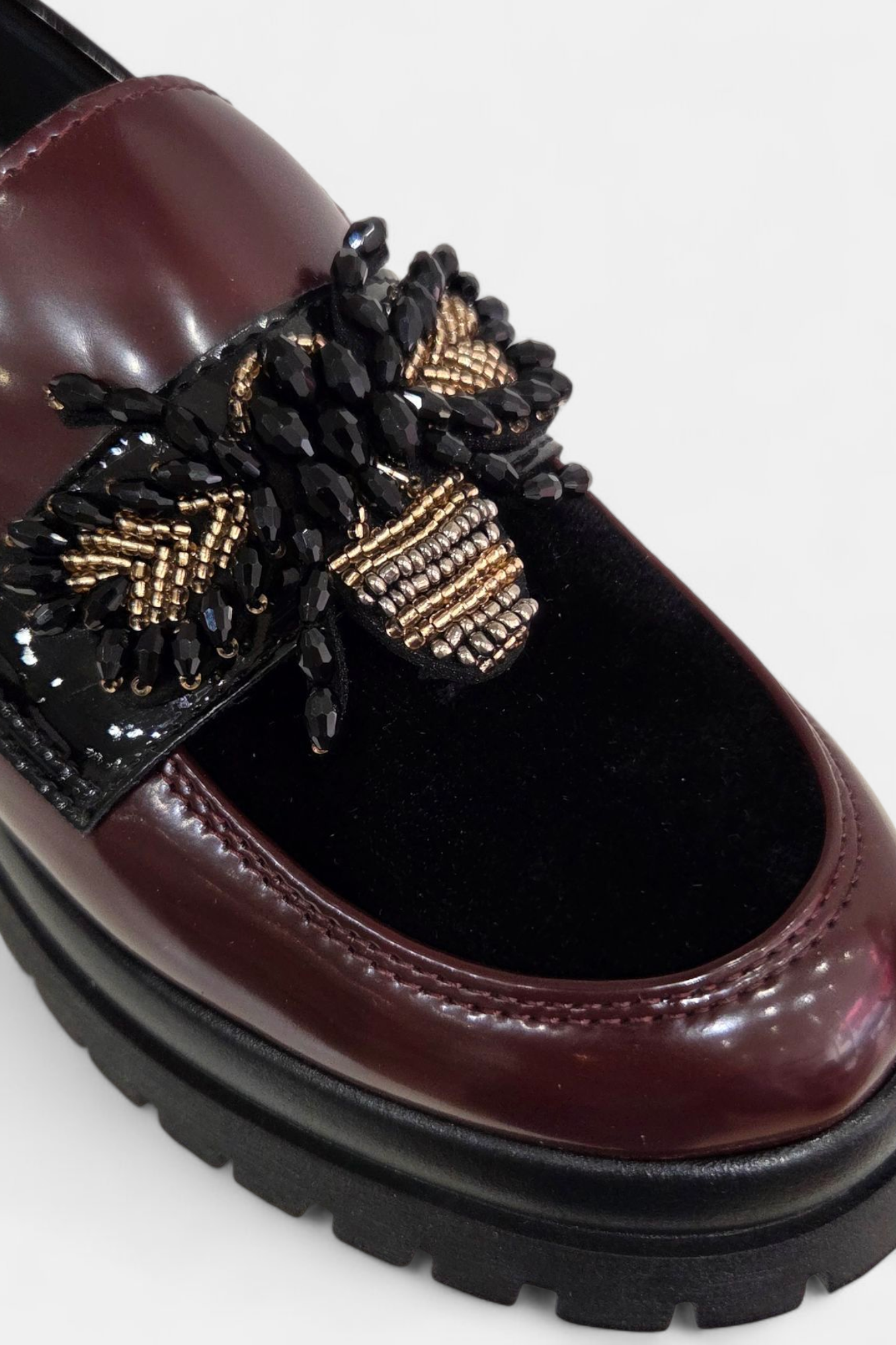 DONNA SERENA BURGUNDY LEATHER CHUNKY LOAFER