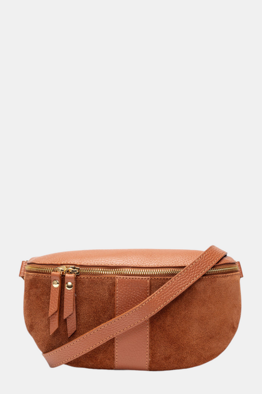 ELIE BEAUMONT SUEDE SLING LEATHER TAN BAG