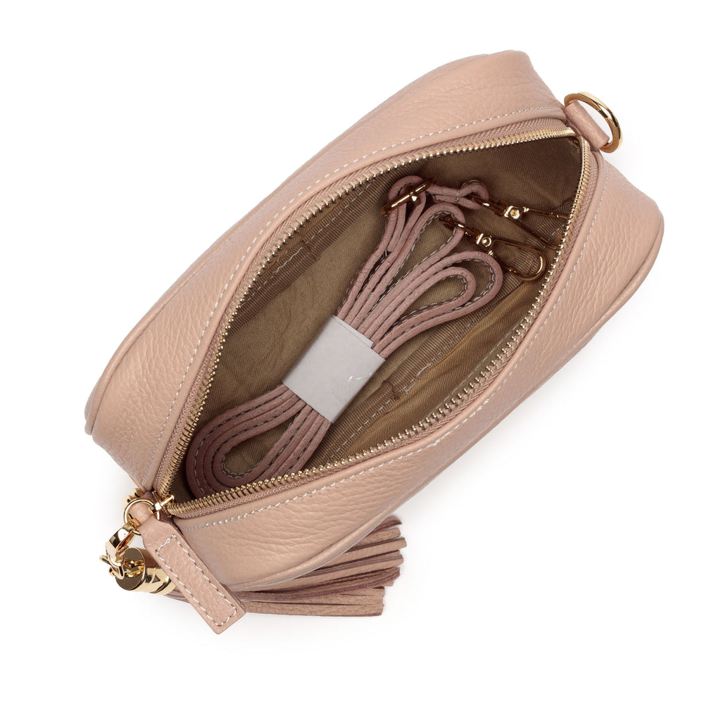 ELIE BEAUMONT BLUSH LEATHER BAG ZEBRA LUXE STRAP