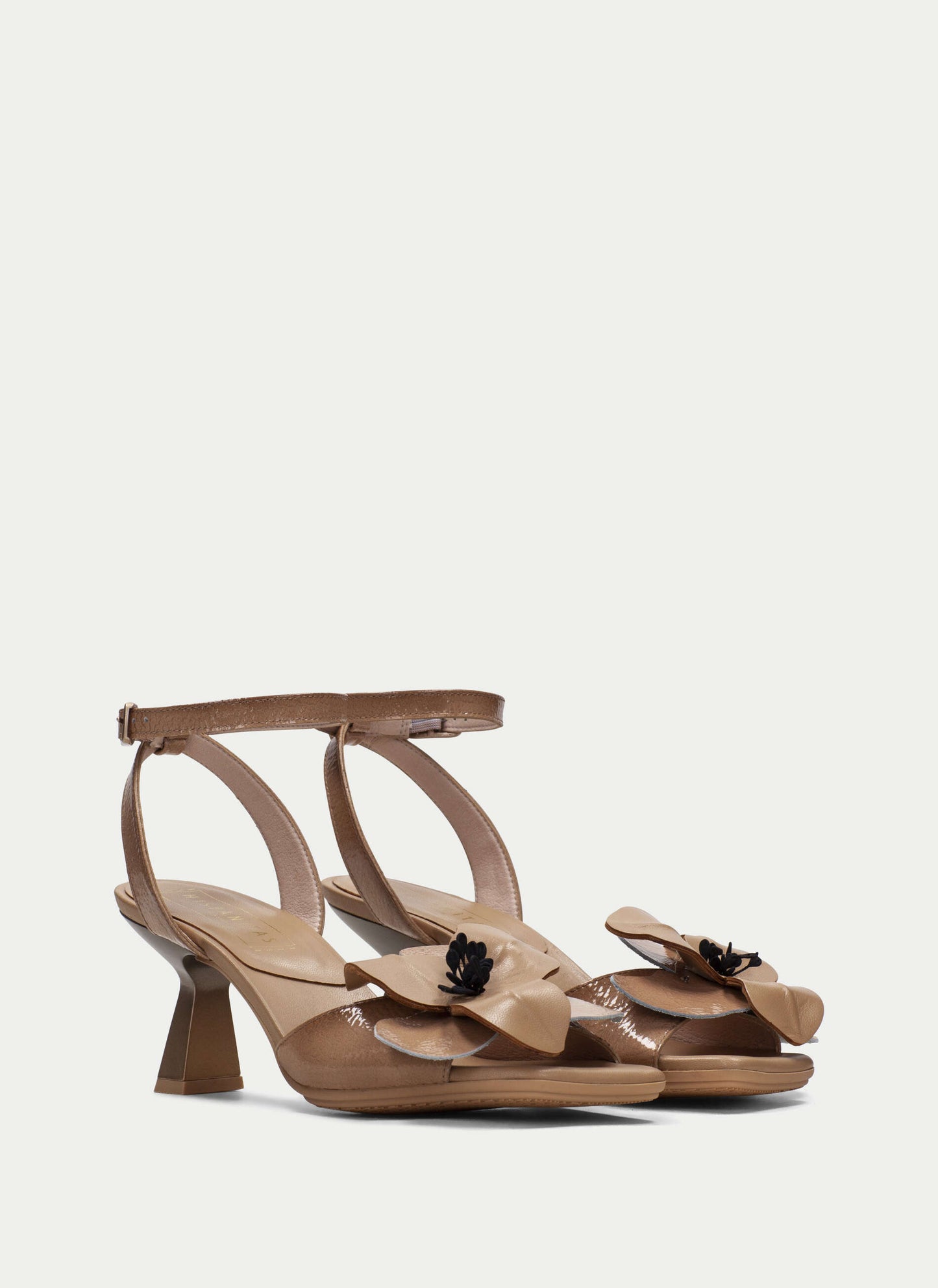 HISPANITAS HV243240 CAMEL FLORAL LEATHER HEELED SANDAL