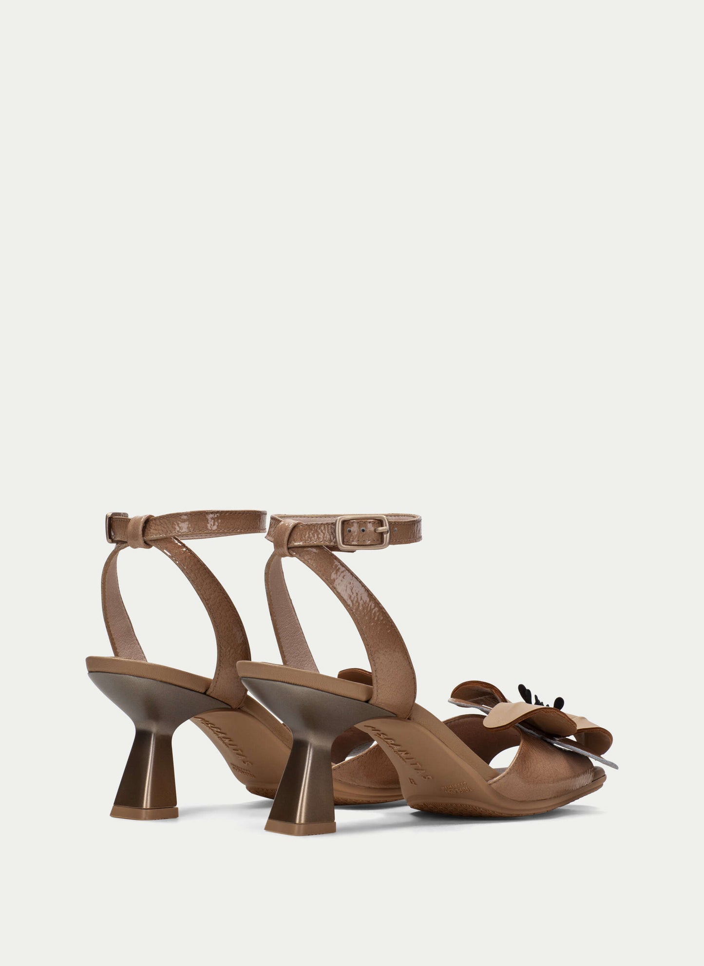 HISPANITAS HV243240 CAMEL FLORAL LEATHER HEELED SANDAL