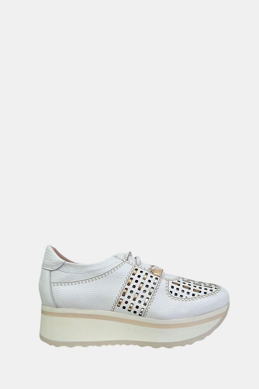JOSE SAENZ 3524 WHITE LEATHER CHUNKY TRAINER