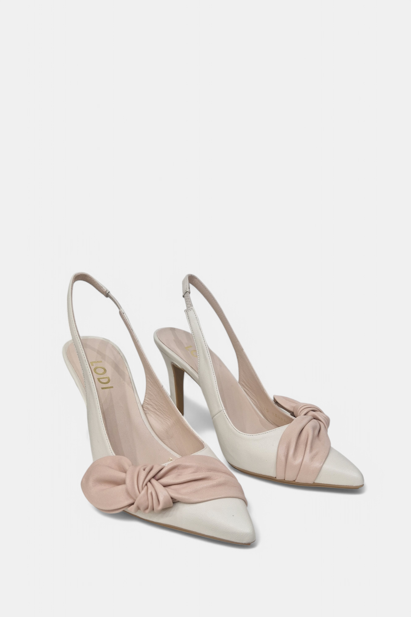 LODI RUSILEO CREAM AND NUDE LEATHER HEEL