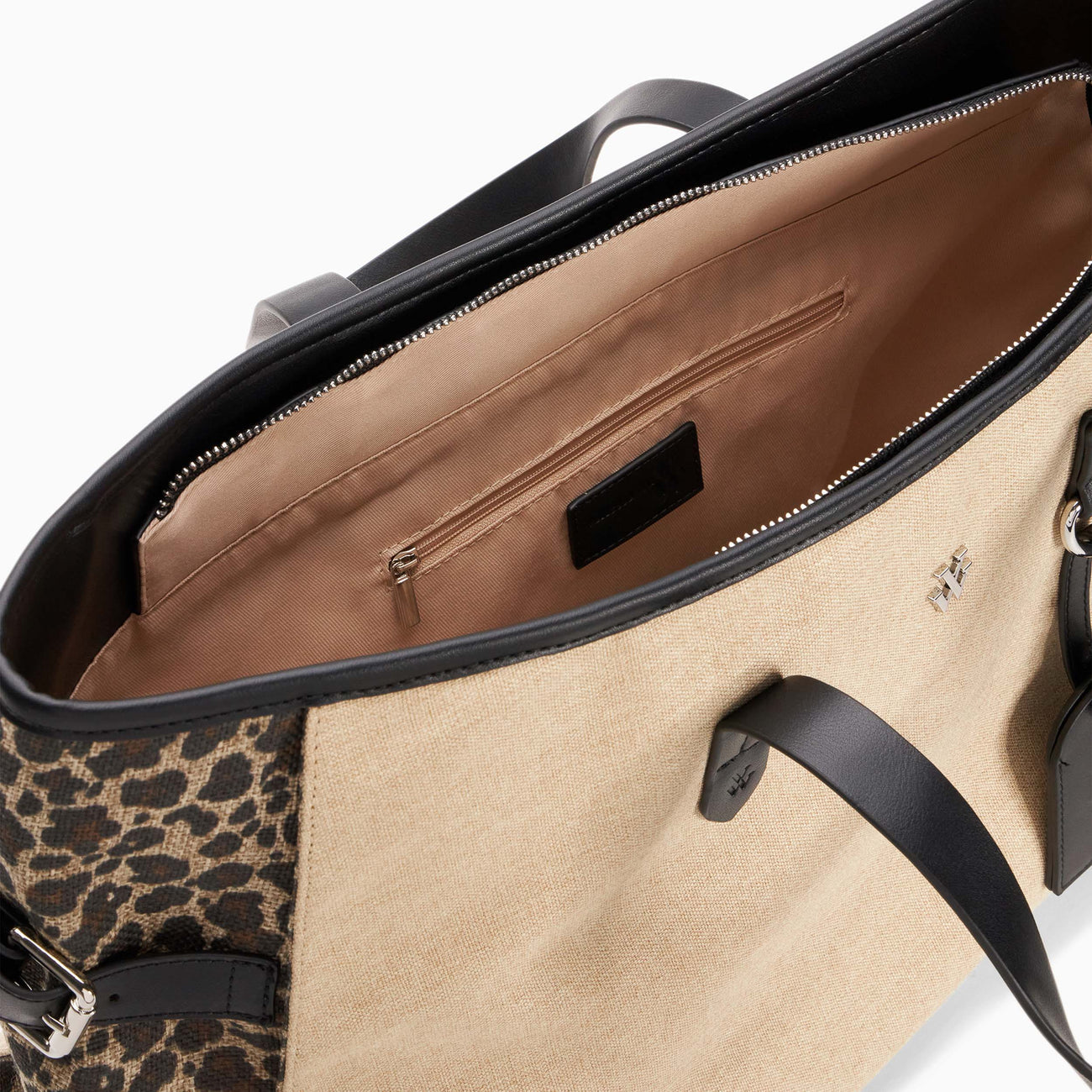 VANESSA WU BETHANY BEIGE AND BLACK OVERSIZE TOTE BAG