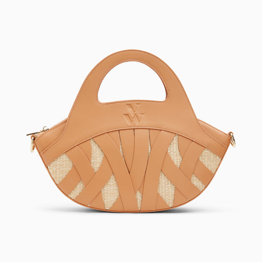 VANESSA WU EMILY RAFFIA/CAMEL BAG