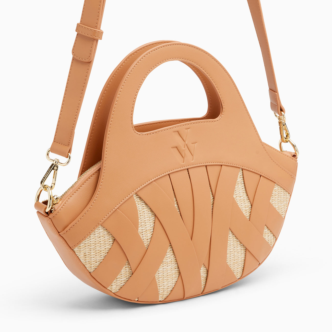 VANESSA WU EMILY RAFFIA/CAMEL BAG