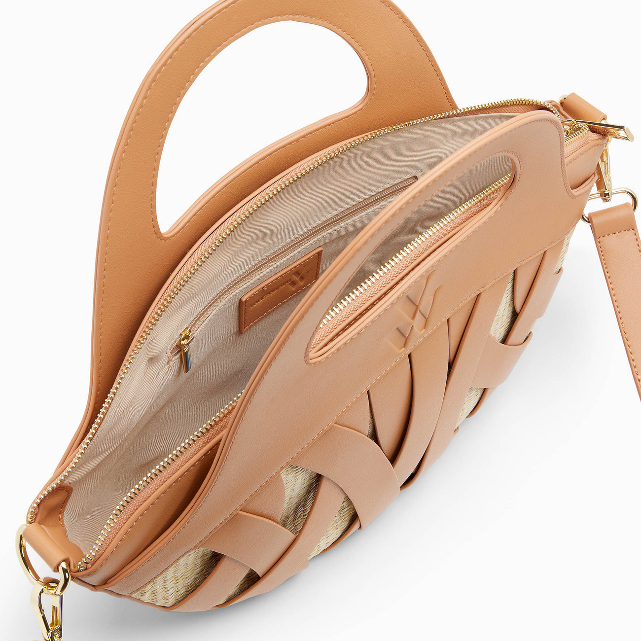 VANESSA WU EMILY RAFFIA/CAMEL BAG