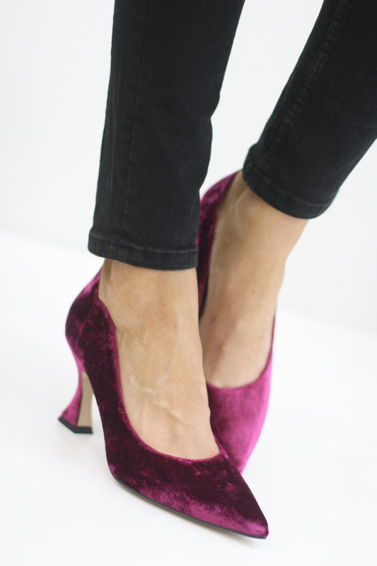MARIAN 2715 BURGUNDY CRUSHED VELVET HEELS