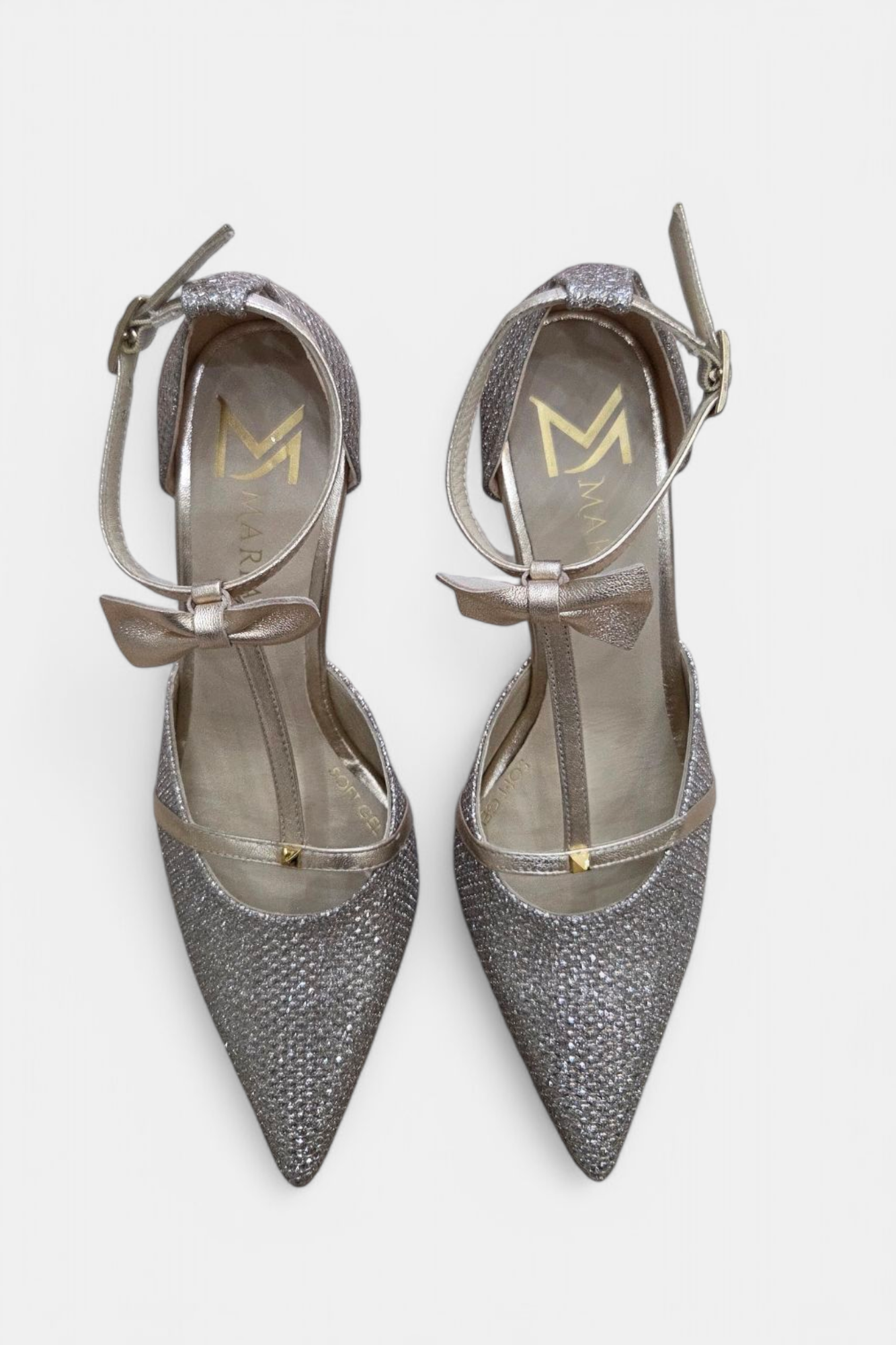 MARIAN 3209 GOLD GLITTER BOW HEELS