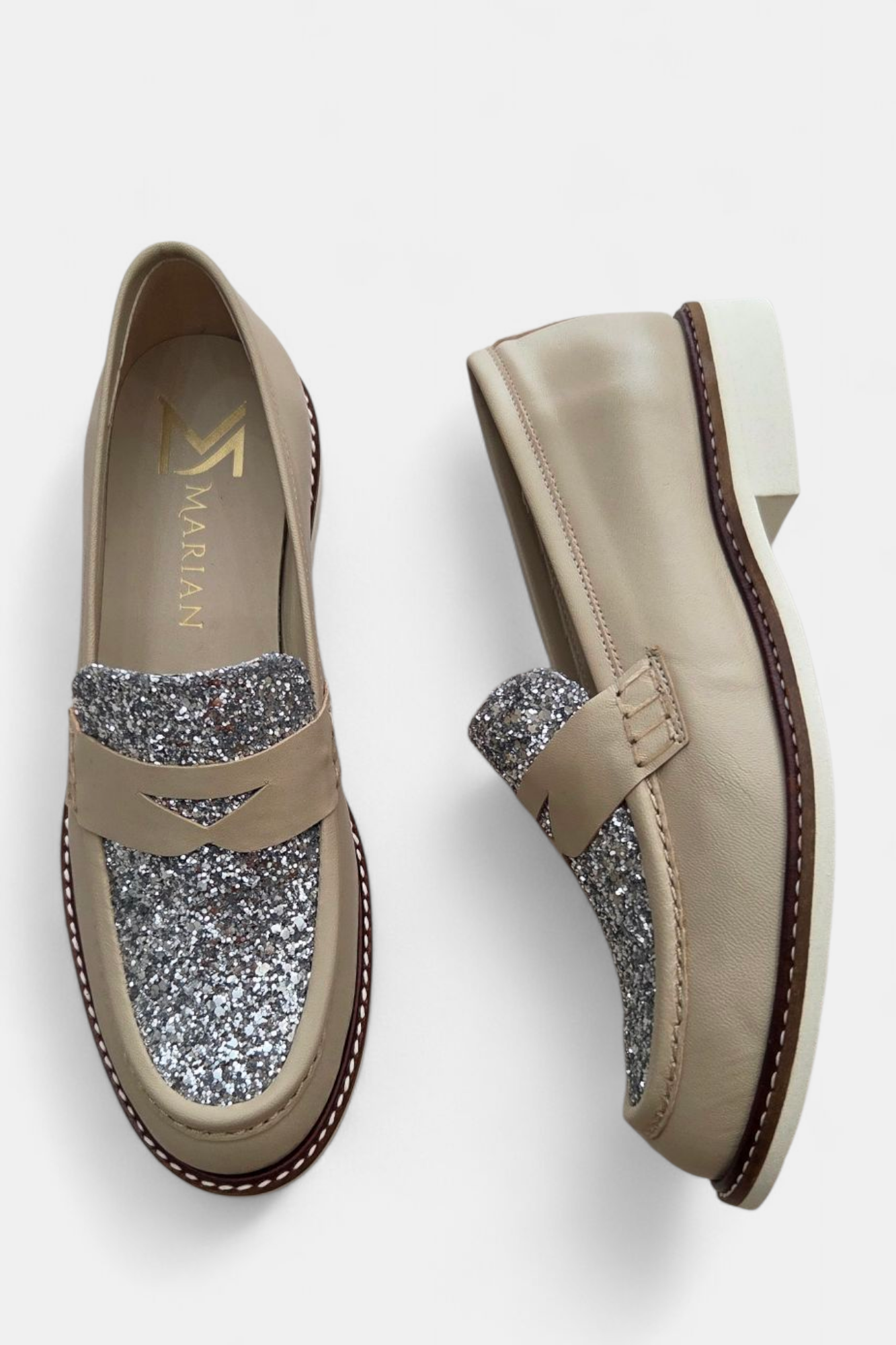 MARIAN 9209 TAUPE/GLITTER LEATHER LOAFER