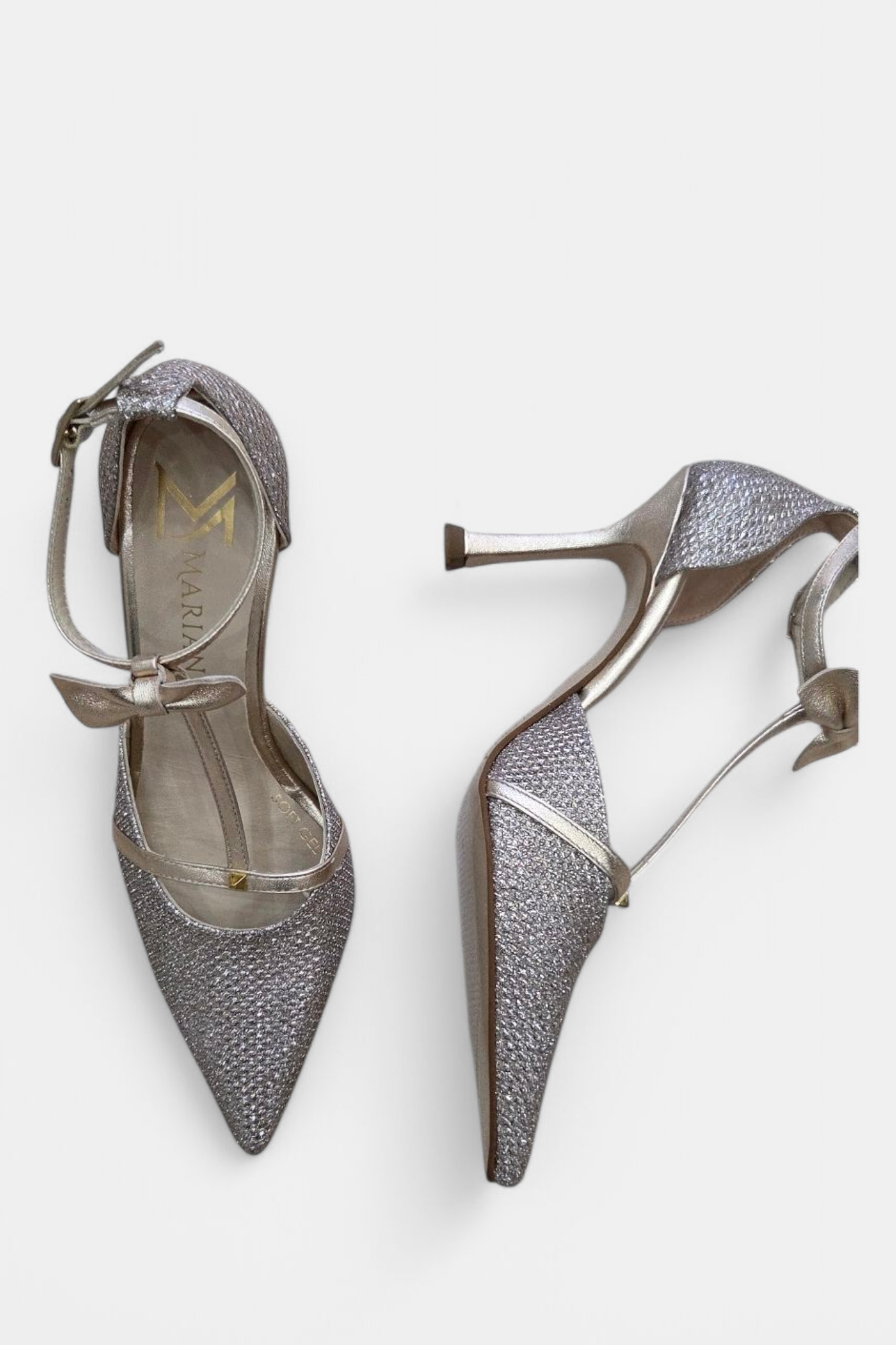 MARIAN 3209 GOLD GLITTER BOW HEELS