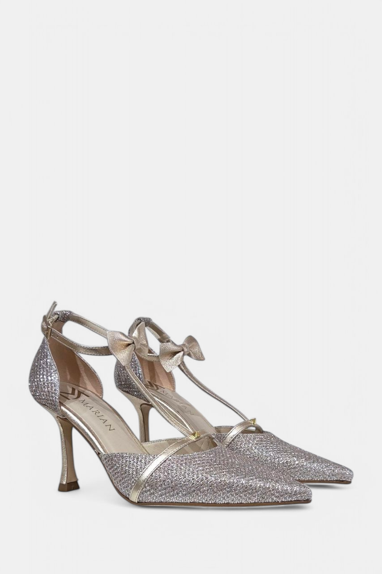 MARIAN 3209 GOLD GLITTER BOW HEELS