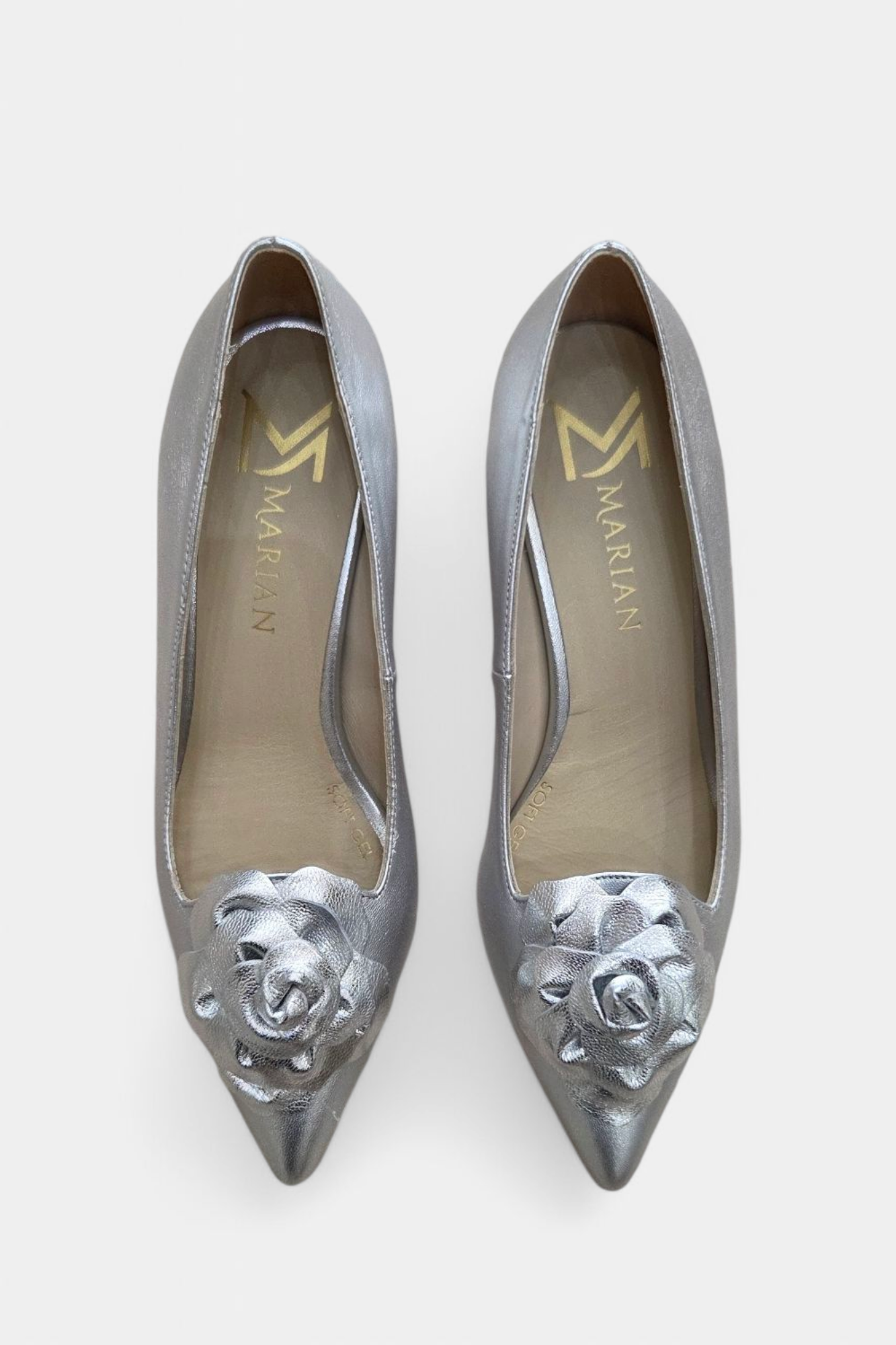 MARIAN 1809 SILVER LEATHER ROSE DETAILING