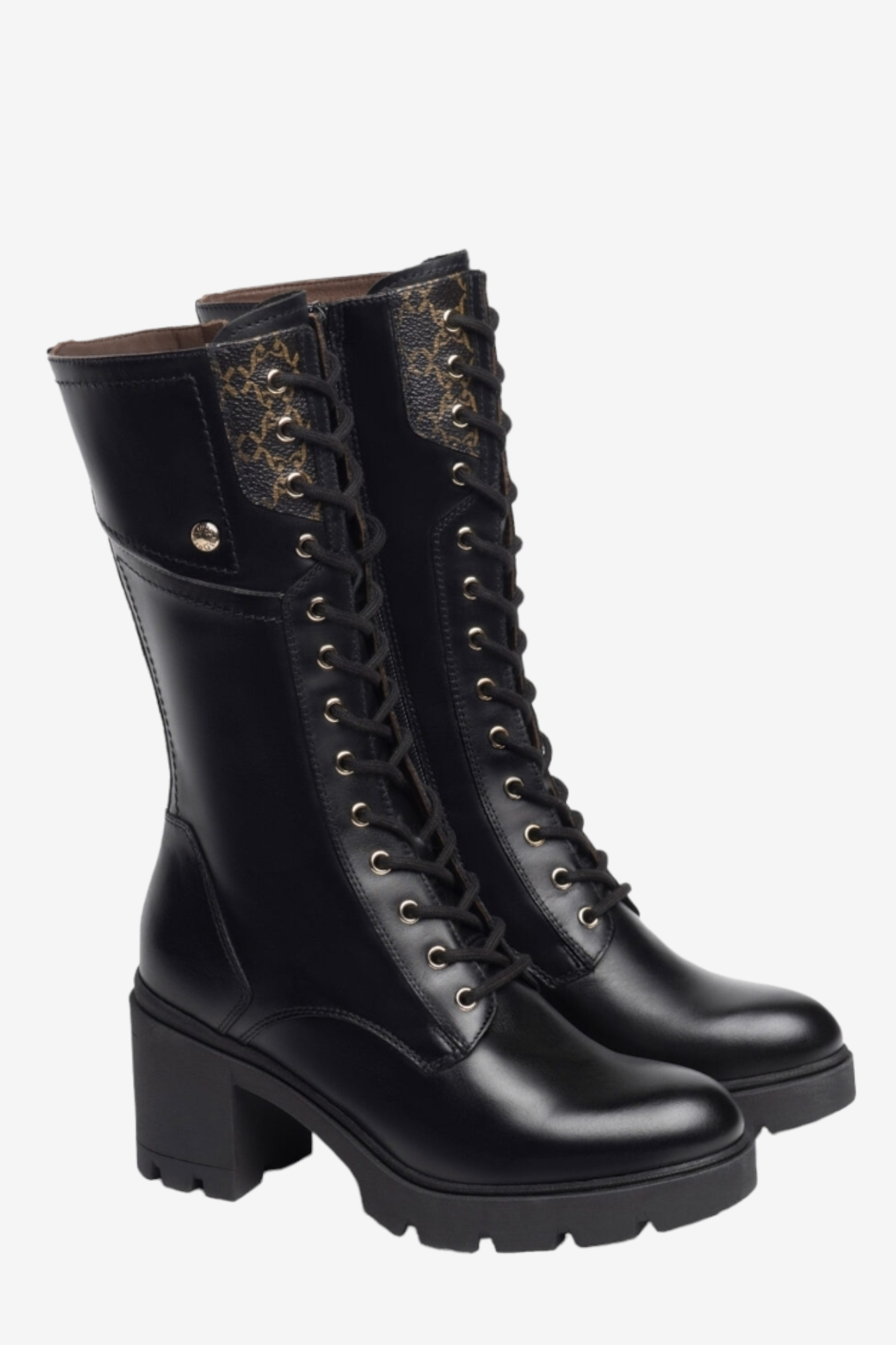 NERO GIARDINI 301017 BLACK LEATHER HEELED BIKER BOOT