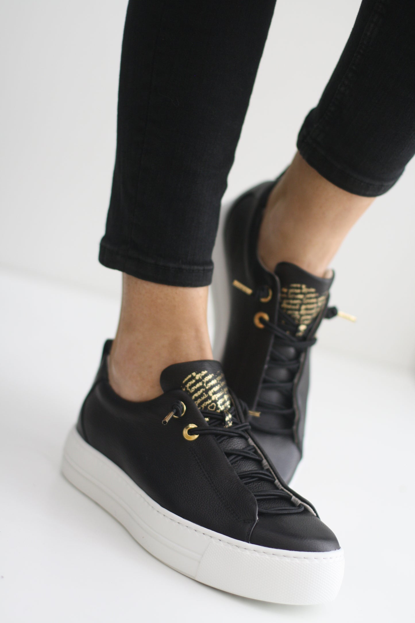 PAUL GREEN 5017 BLACK LEATHER TRAINER