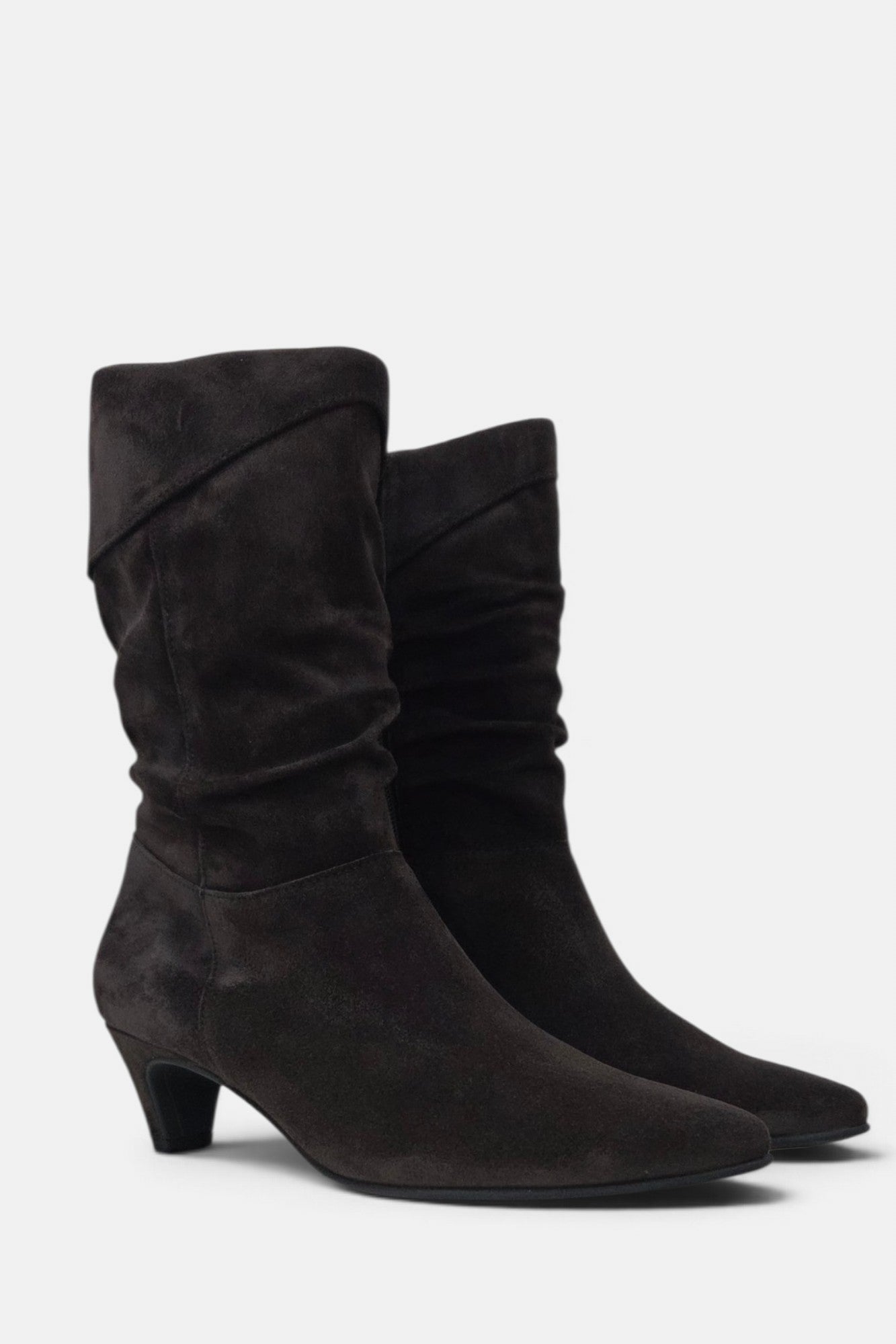 PAUL GREEN 8325 MOCCA BROWN RUCHED SUEDE BOOT