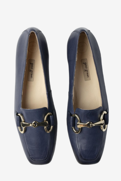PAUL GREEN 2942 NAVY LEATHER LOAFER