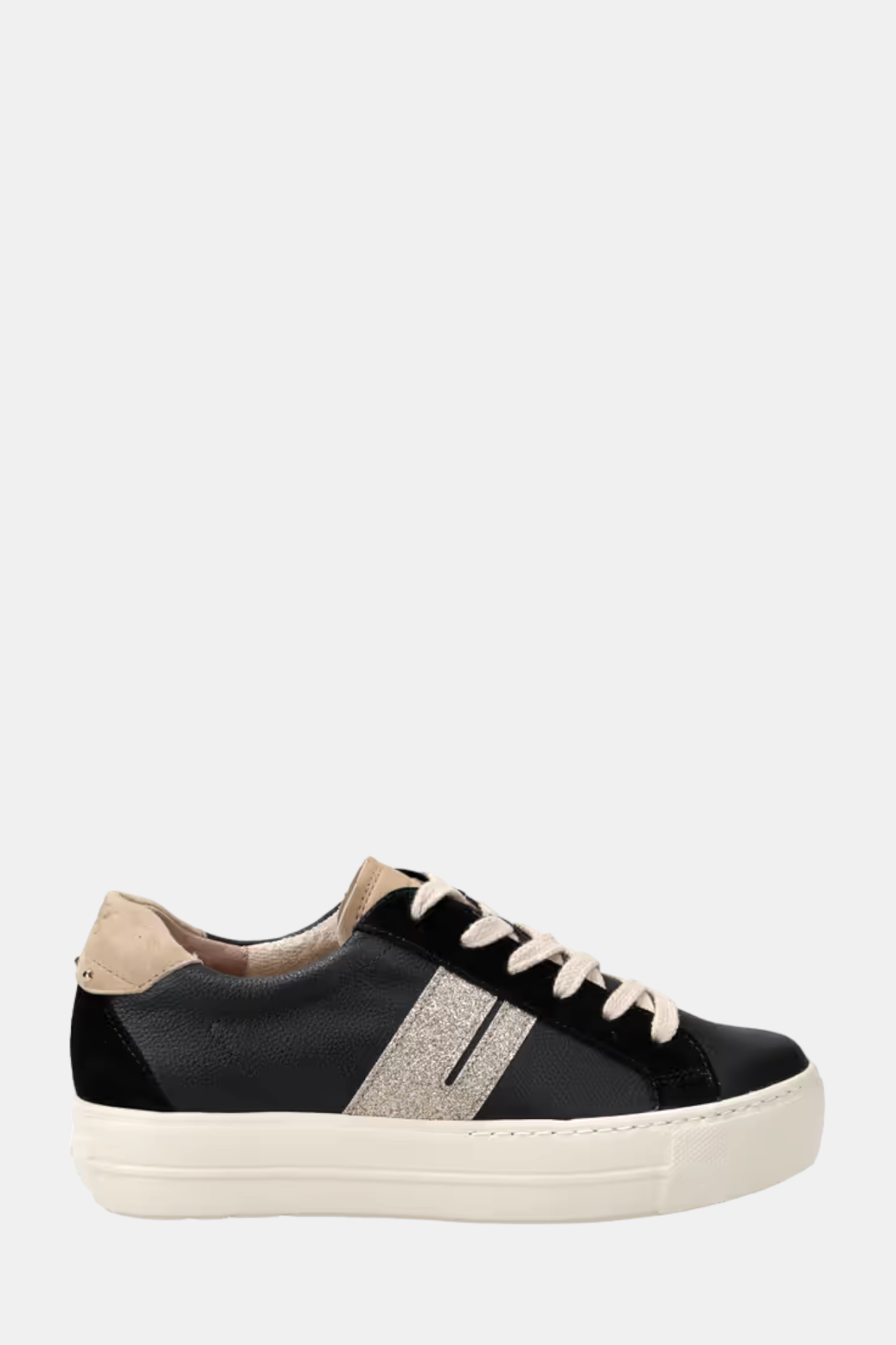 PAUL GREEN 5330 BLACK/GOLD LEATHER TRAINER