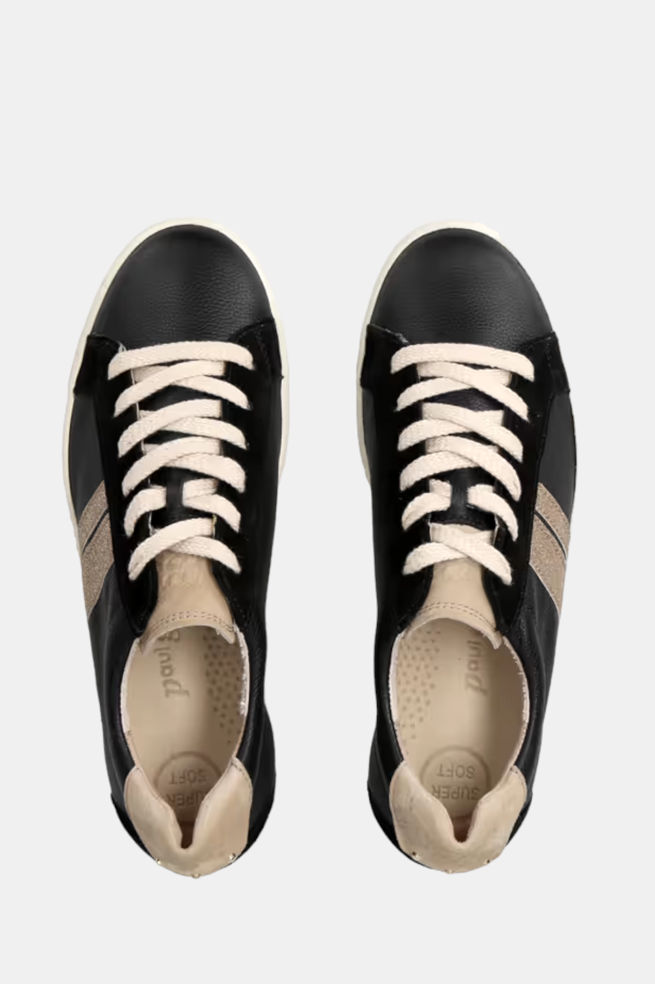 PAUL GREEN 5330 BLACK/GOLD LEATHER TRAINER