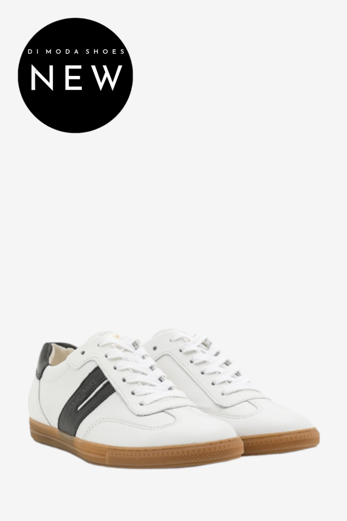 PAUL GREEN 5350 WHITE /BLACK LEATHER TRAINERS