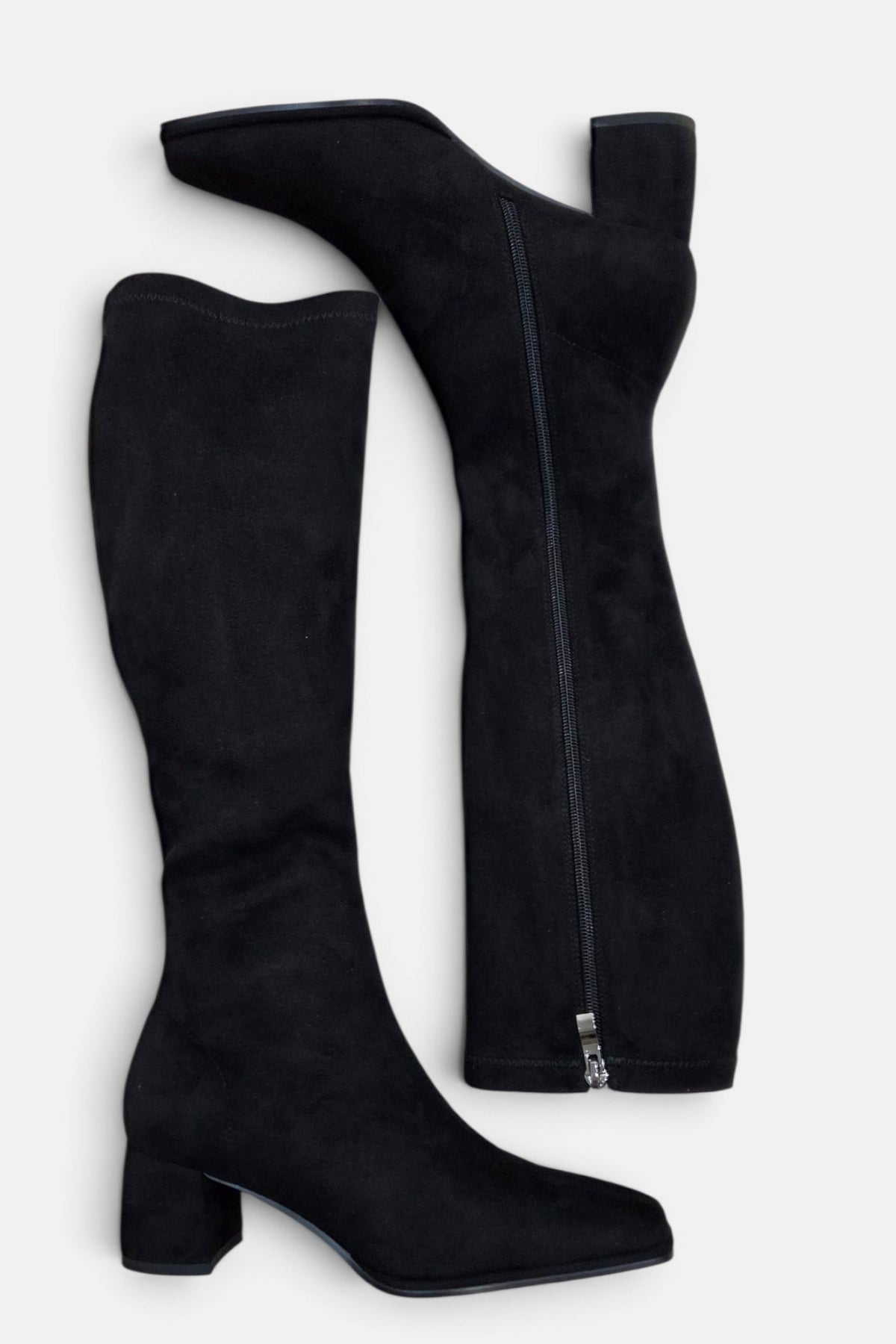 PEDRO ANTON YASMINE BLACK SUEDE SOCK KNEE HIGH BOOT