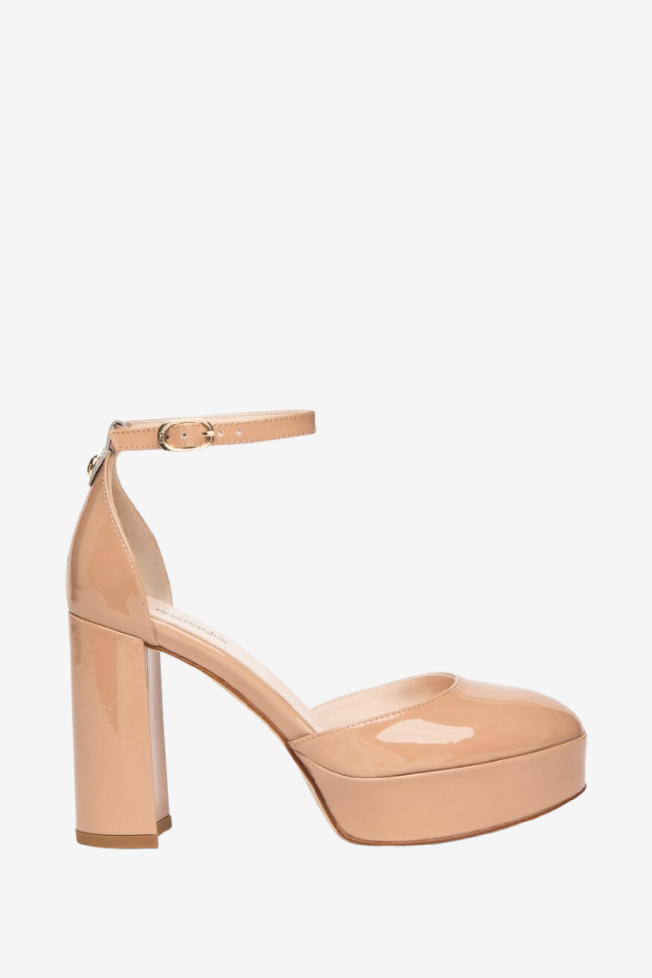 Nude patent platform heels shop